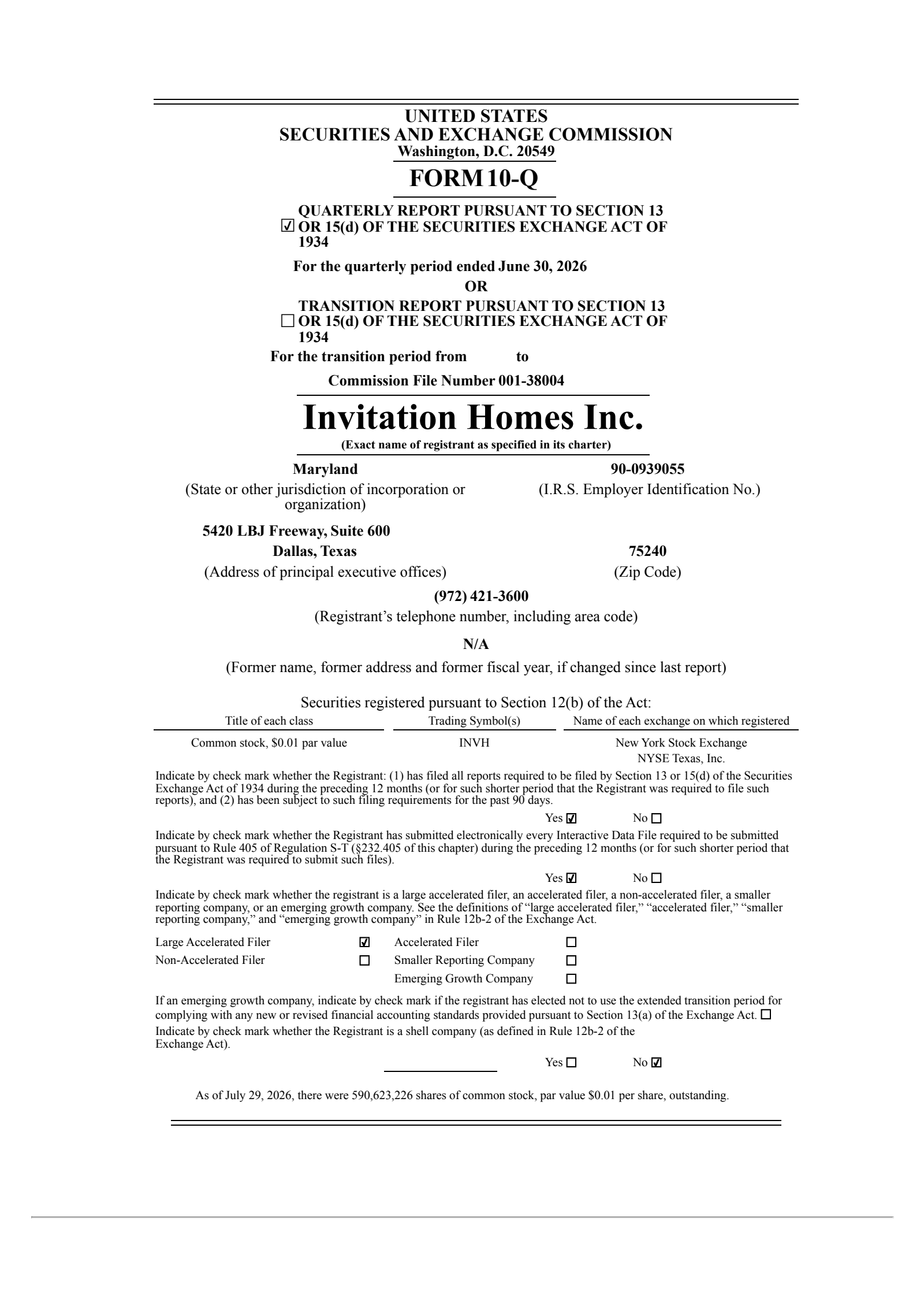 Invitation Home's Q2 2026 Quarterly report