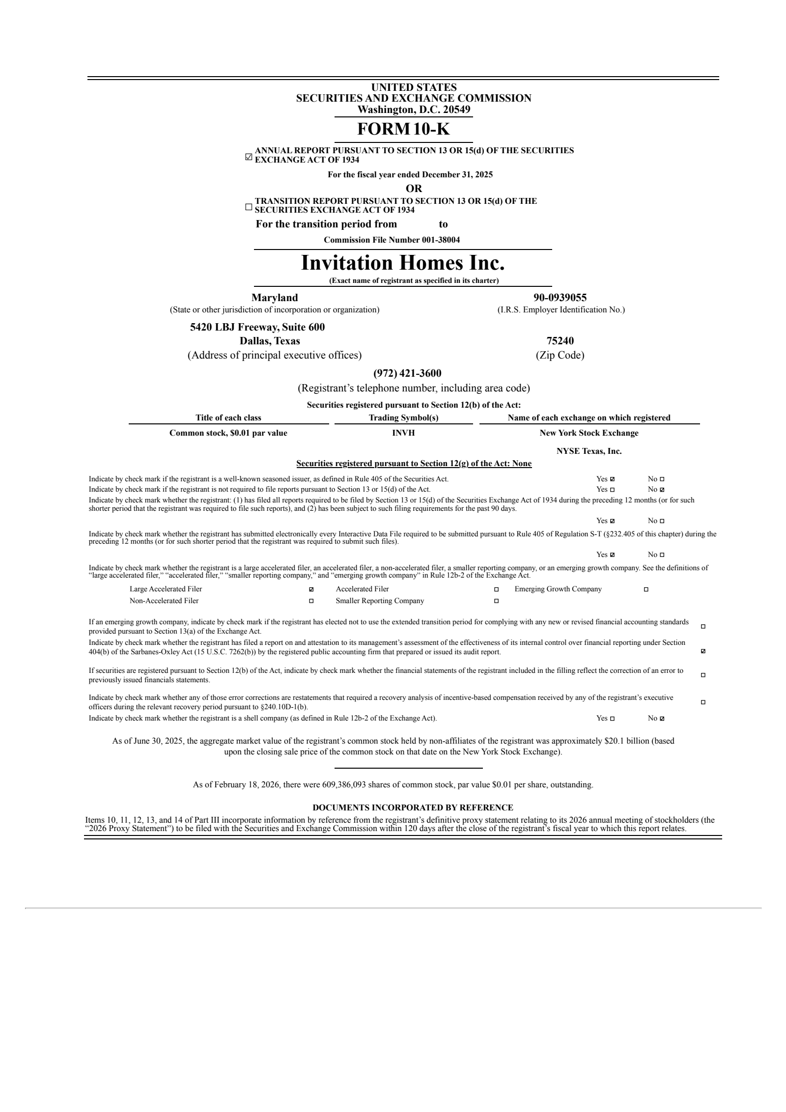 Invitation Home's Q4 2025 Annual report
