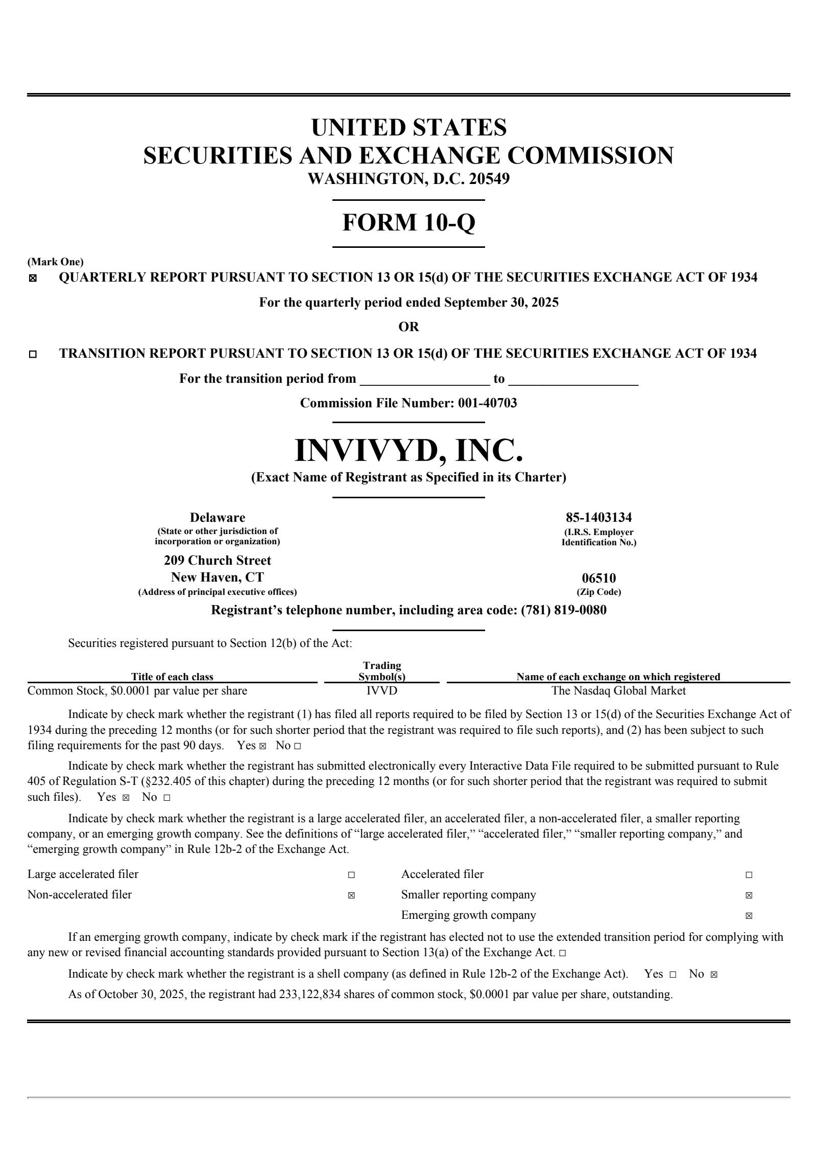Invivyd's Q3 2025 Quarterly Report