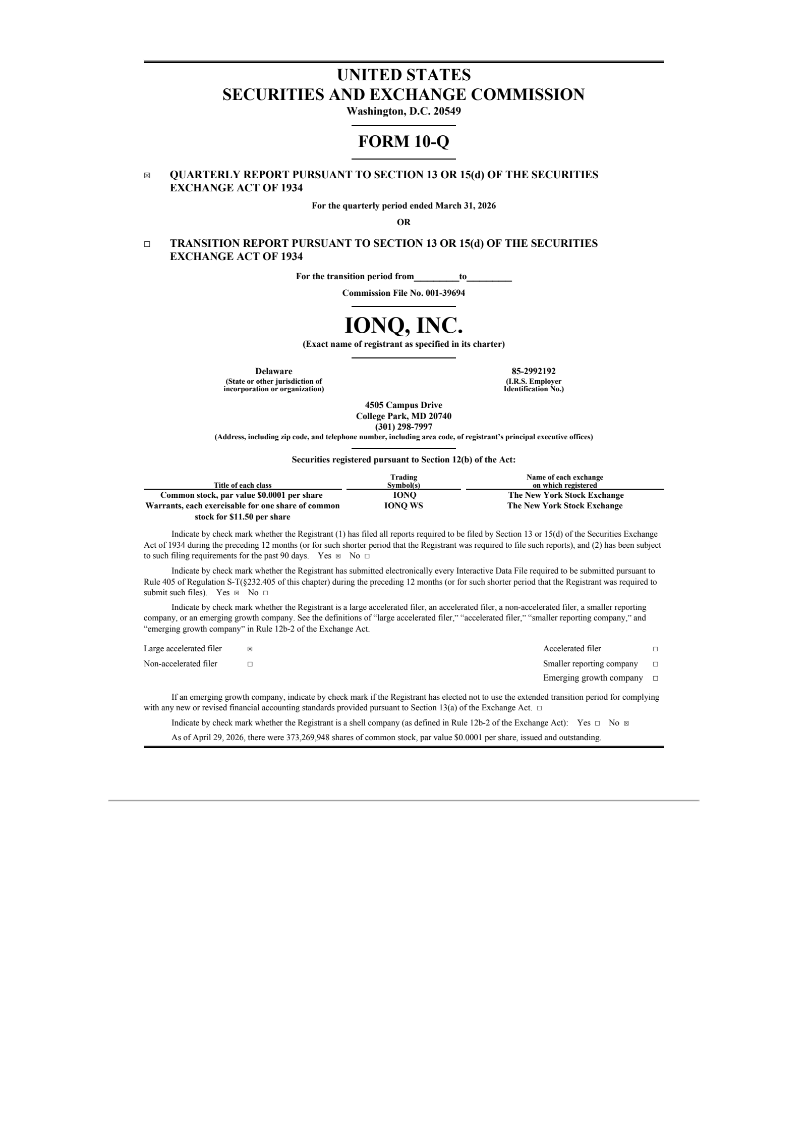 IonQ's Q1 2026 Quarterly report