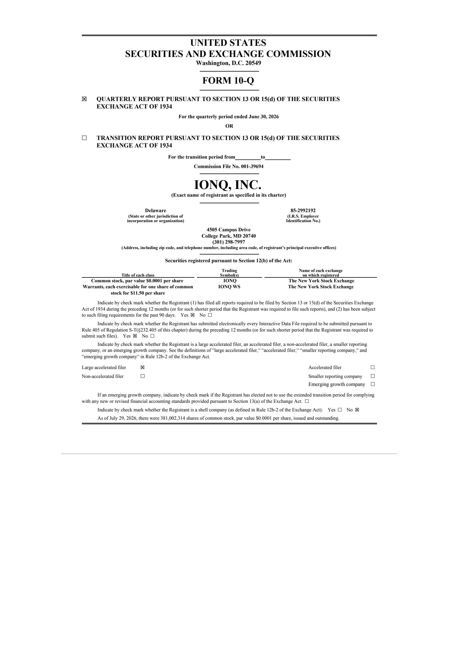 IonQ's Q2 2026 Quarterly report