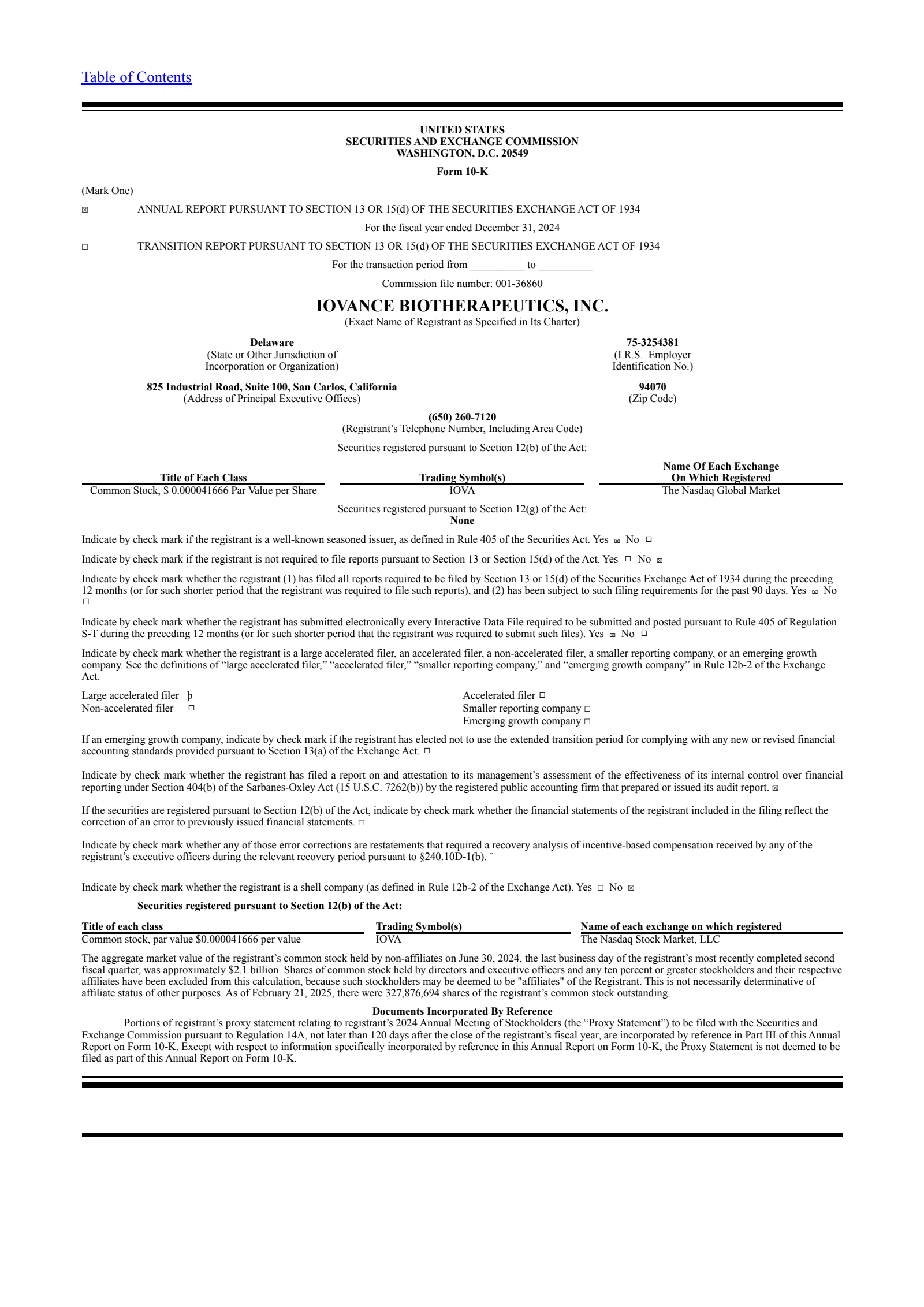 Iovance Biotherapeutics' Q4 2024 Annual report