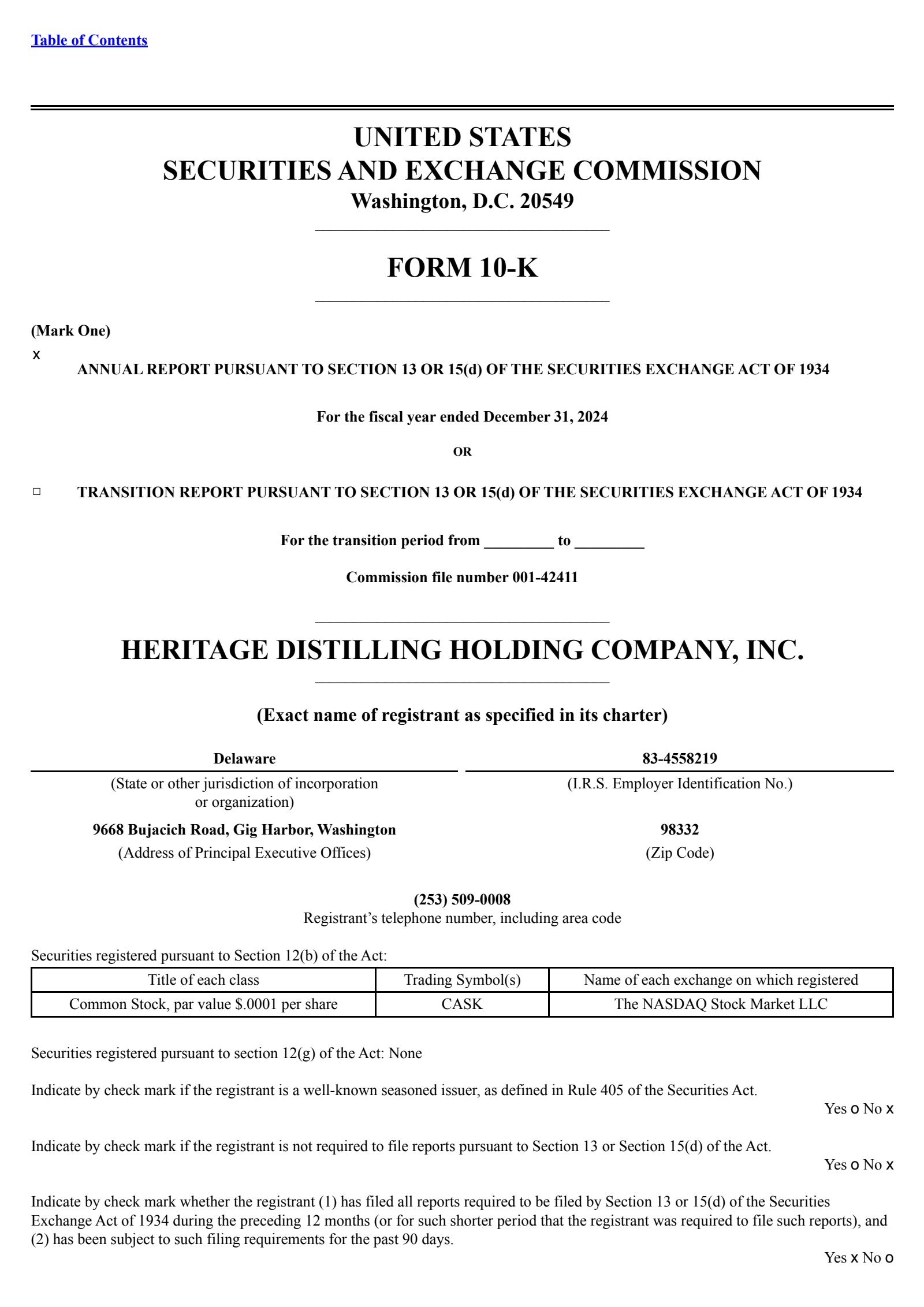 Heritage Distilling's Q4 2024 Annual report