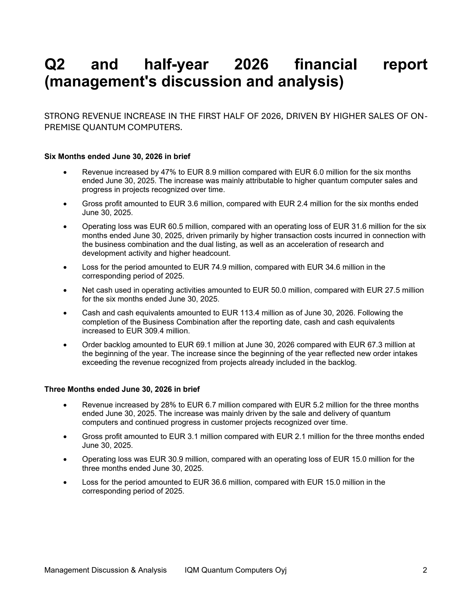 IQM Quantum Computers' Q2 2026 Interim report