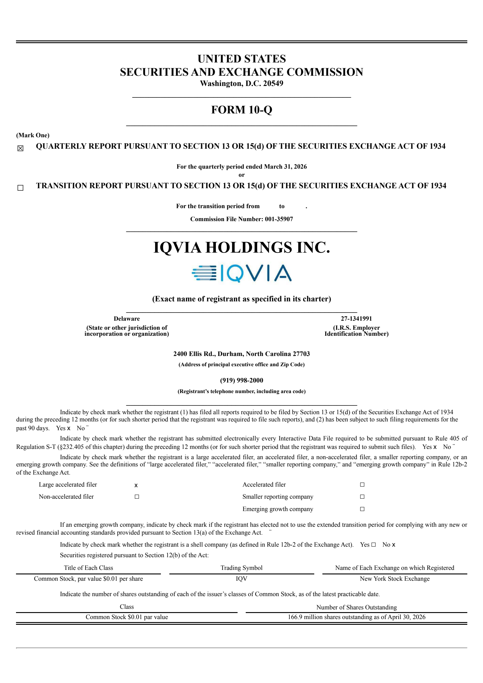 IQVIA's Q1 2026 Quarterly report