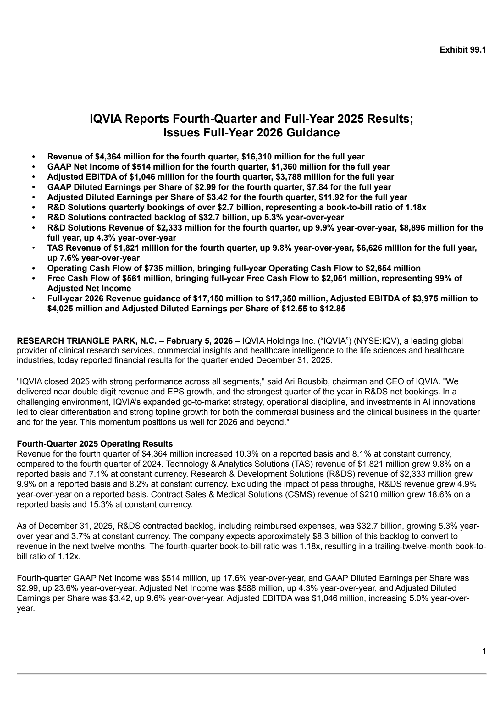 IQVIA's Q4 2025 Press Release