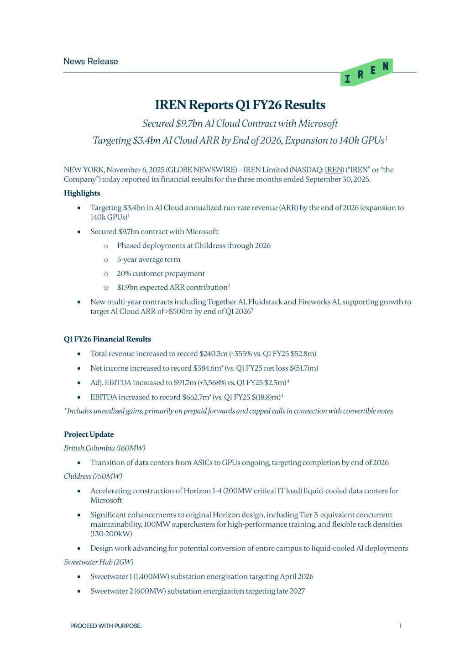 IREN's Q1 2026 Earnings Release