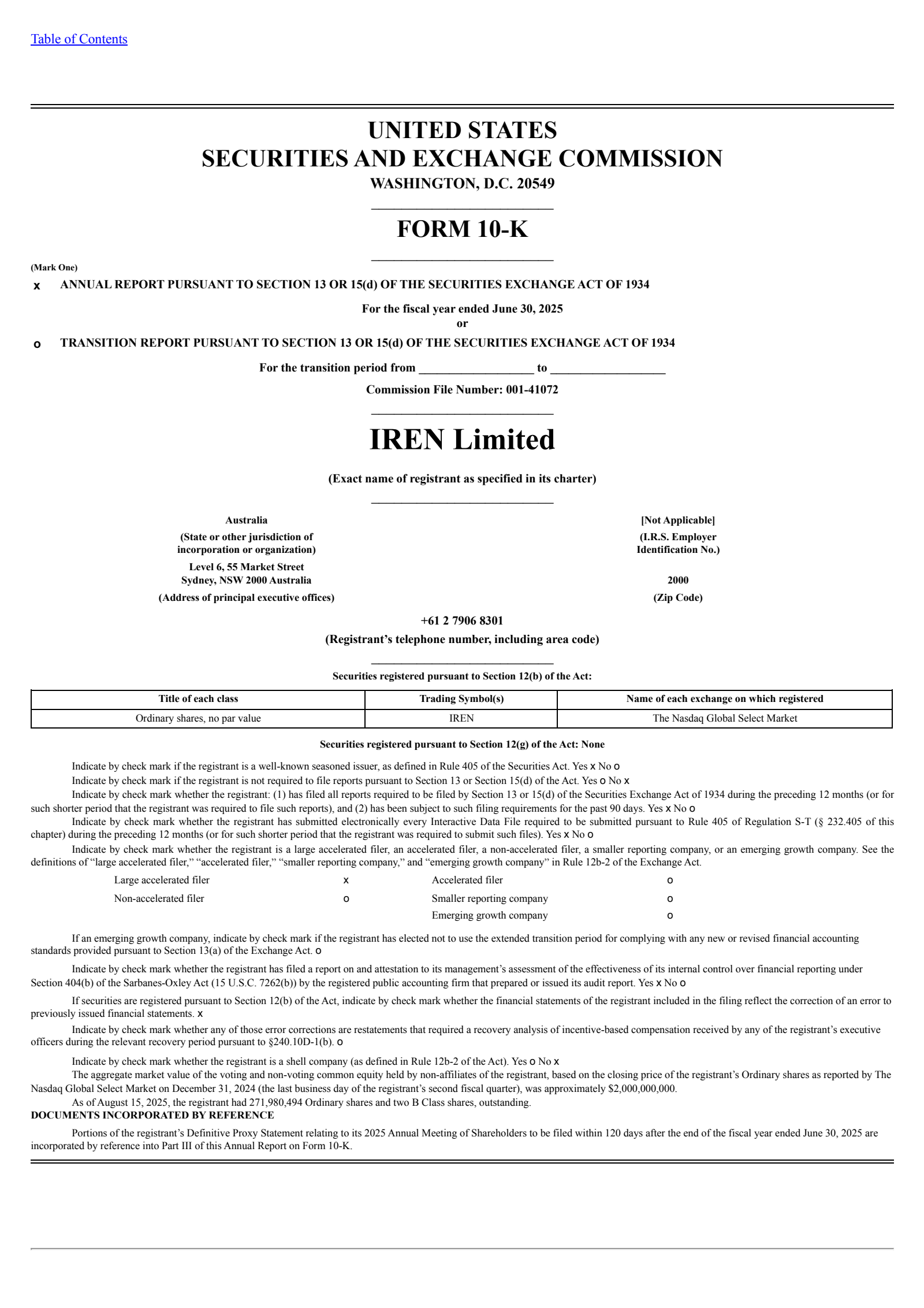 IREN's Q4 2025 Annual report