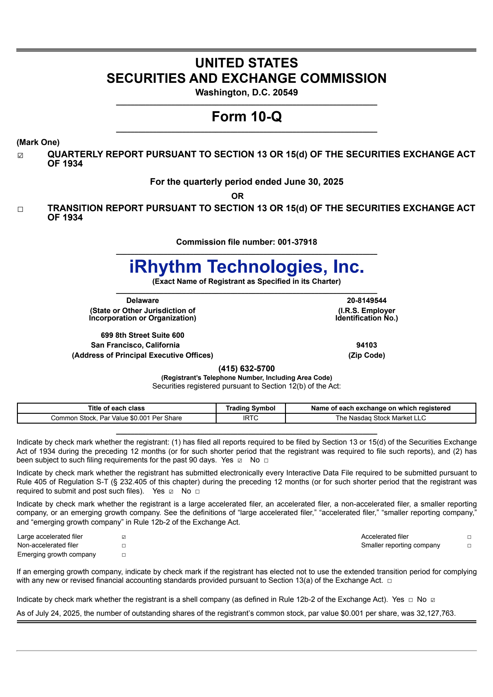iRhythm Technologies' Q2 2025 Quarterly report