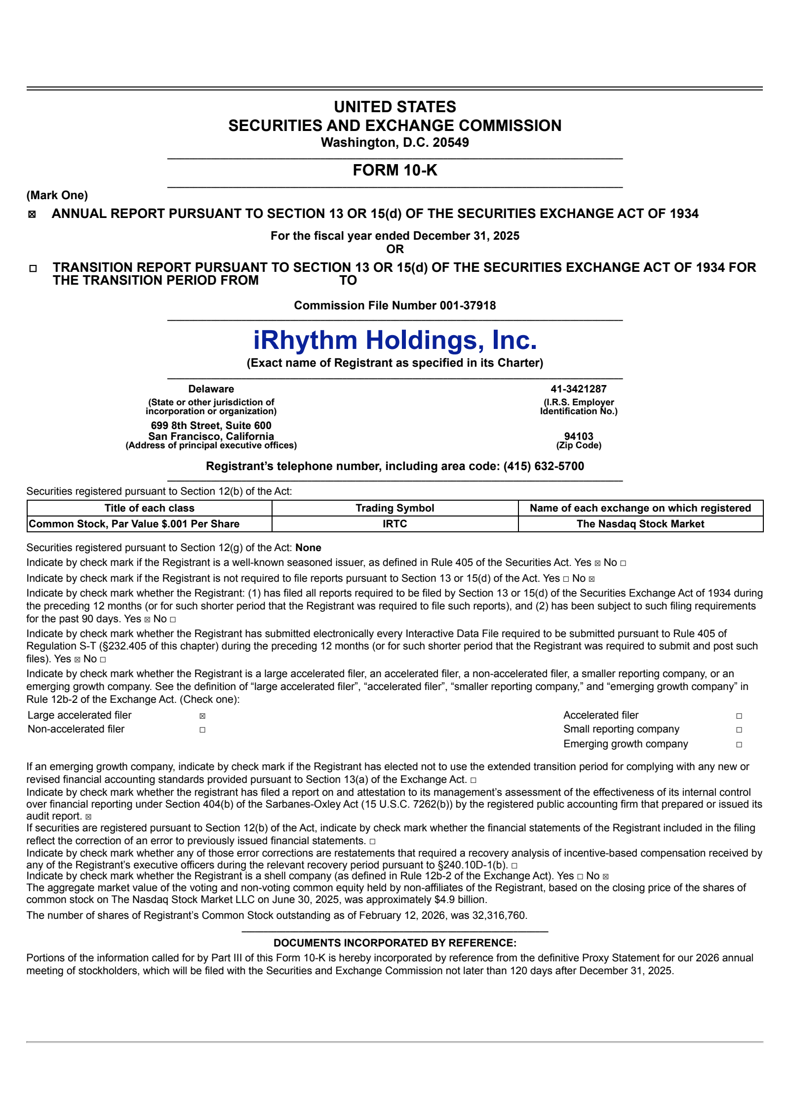 iRhythm Technologies' Q4 2025 Annual report