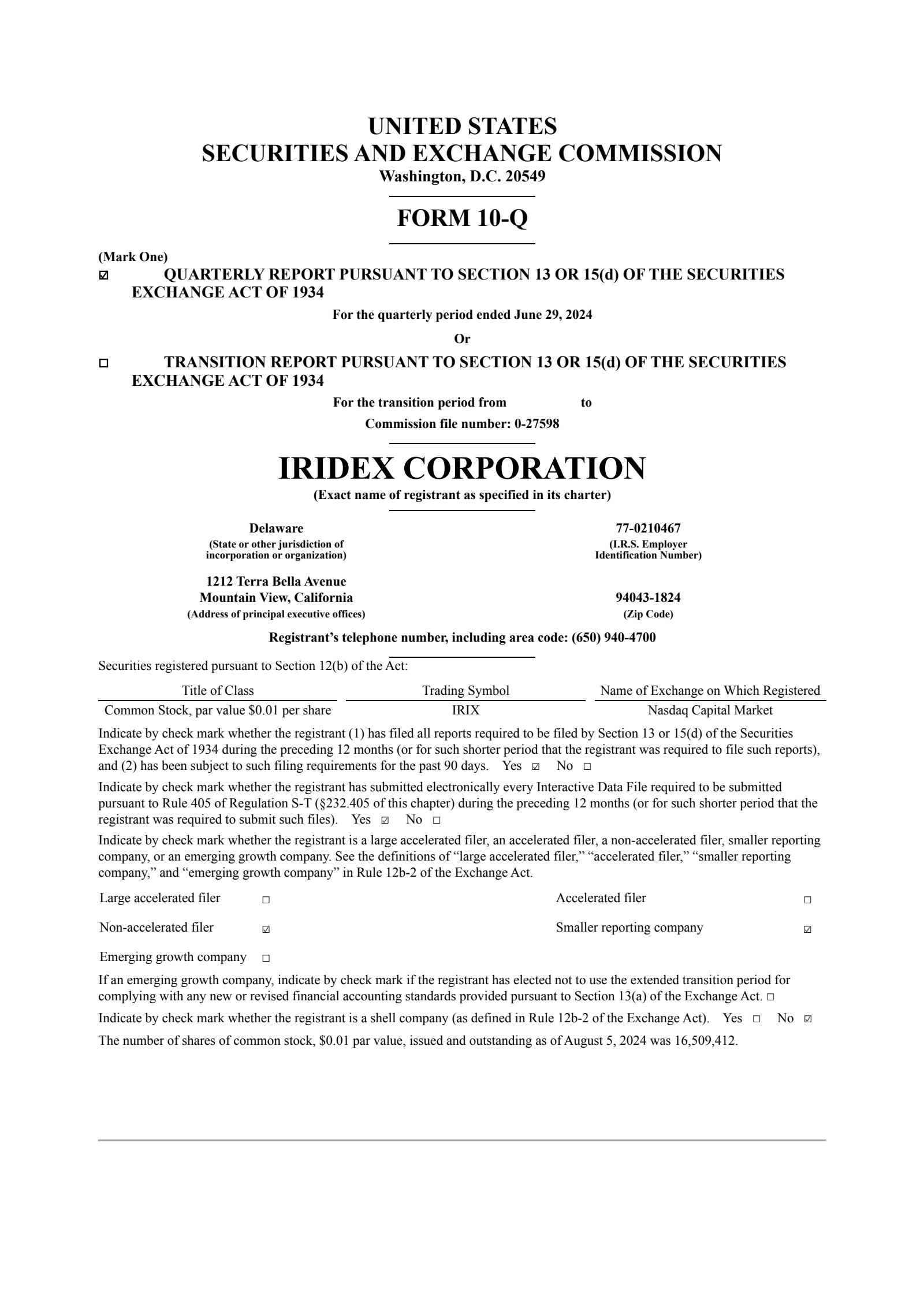 IRIDEX's Q2 2024 Quarterly report