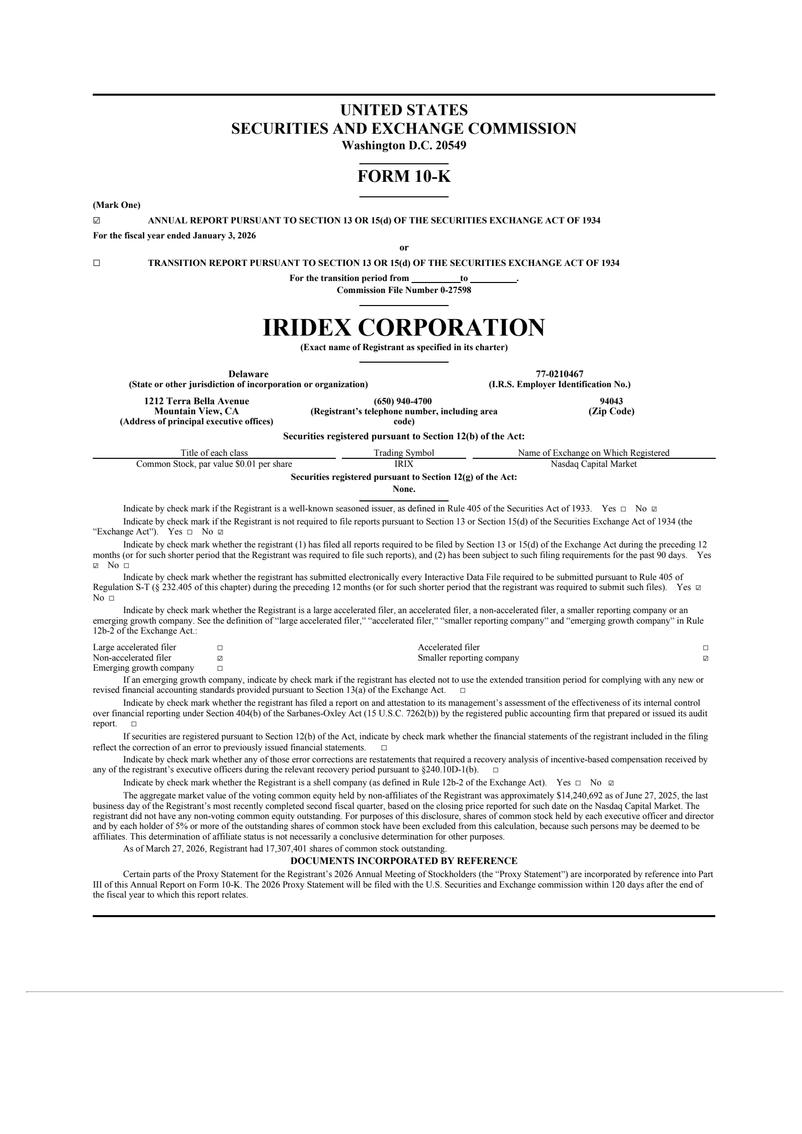 IRIDEX's Q4 2025 Annual report