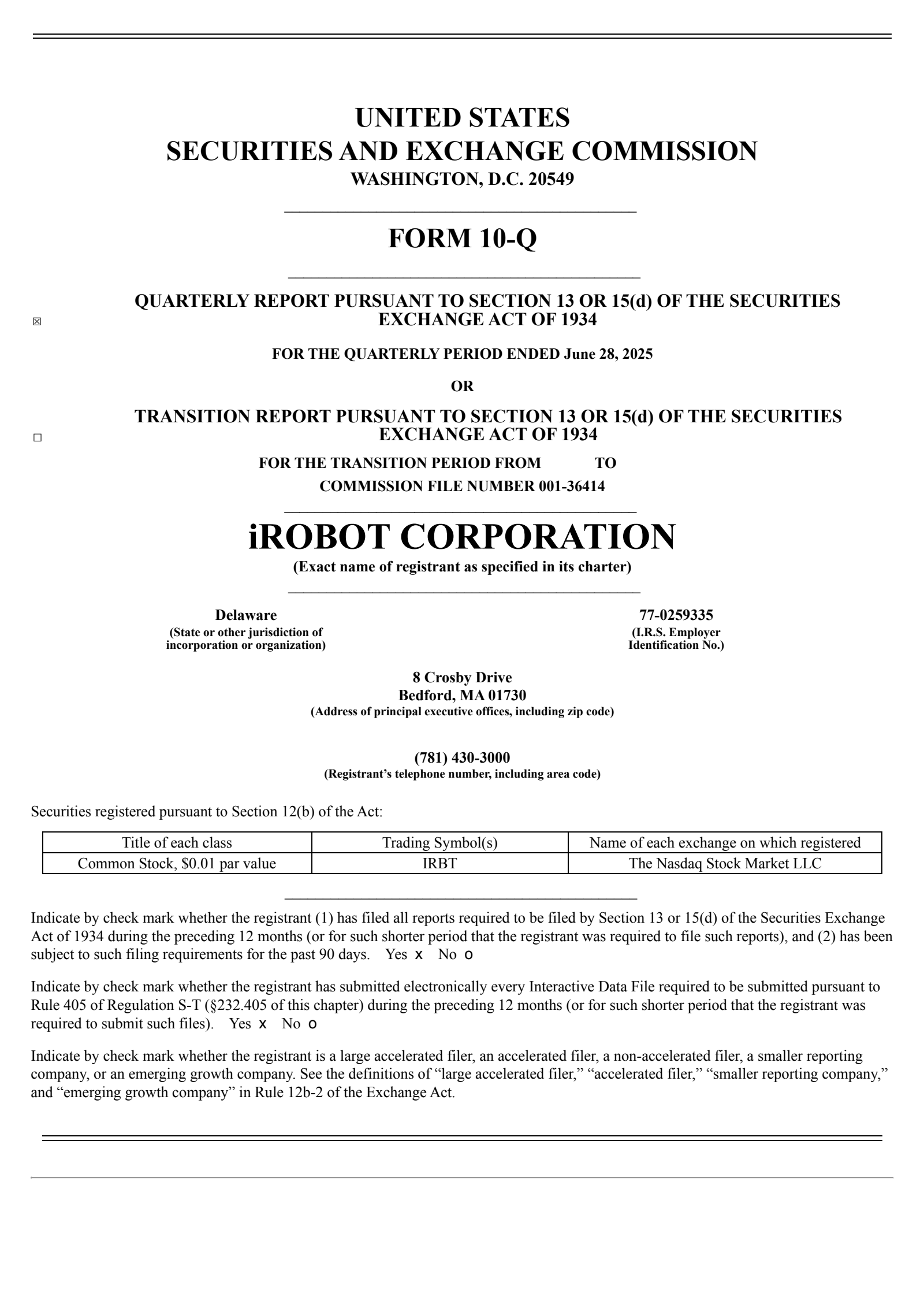 iRobot's Q2 2025 Quarterly report
