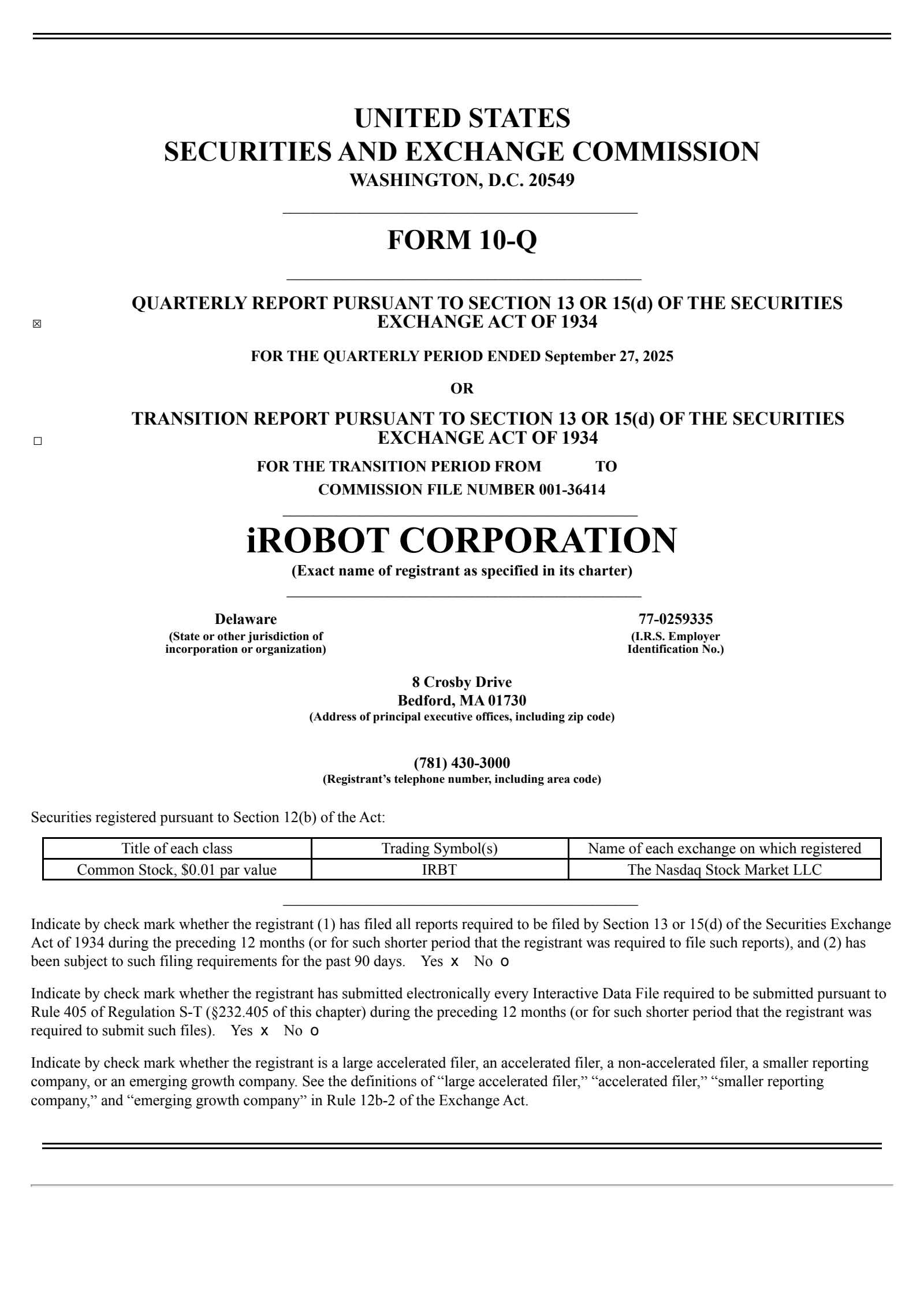iRobot's Q3 2025 Quarterly Report