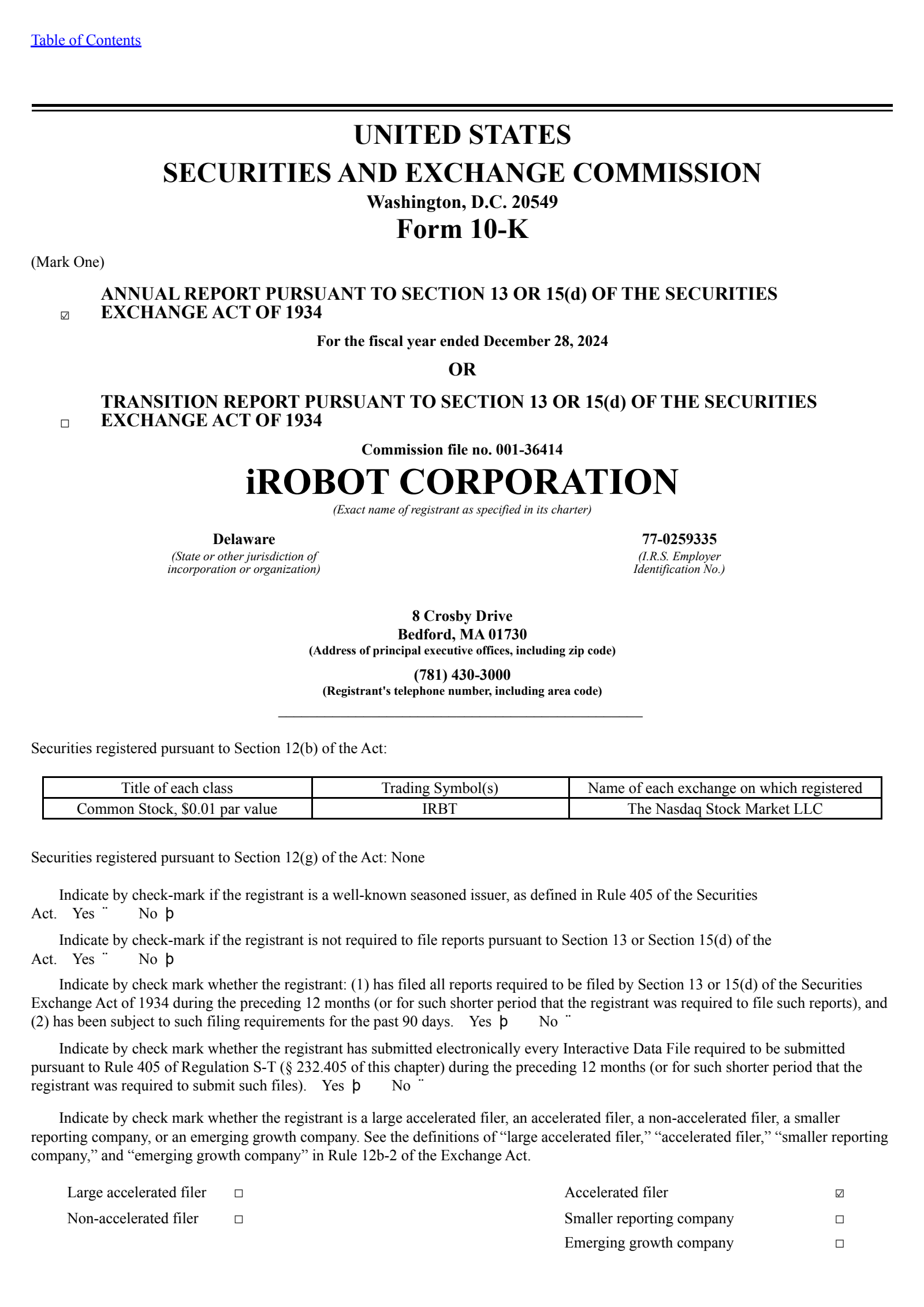 iRobot's Q4 2024 Annual report