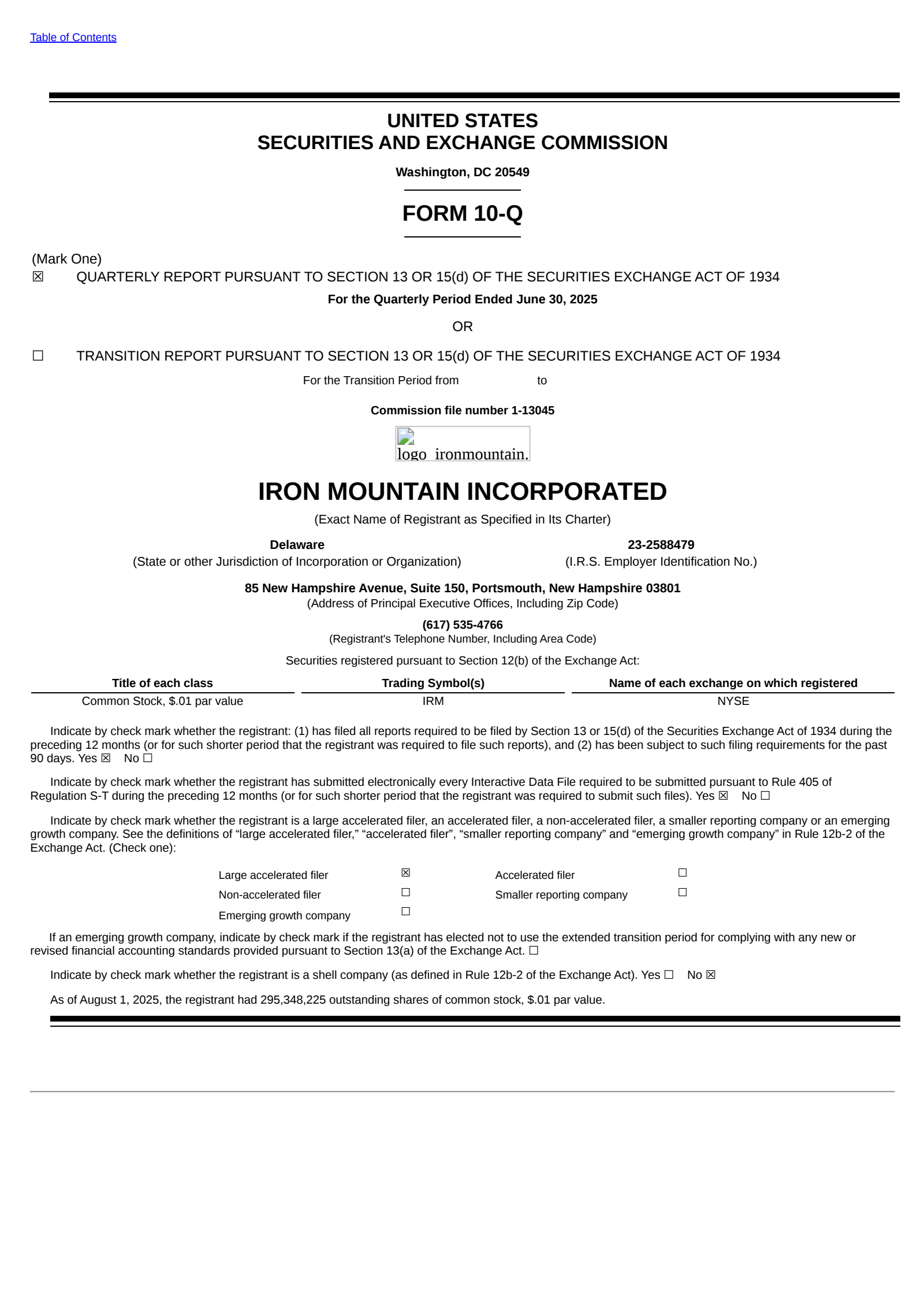 Iron Mountain's Q2 2025 Quarterly report