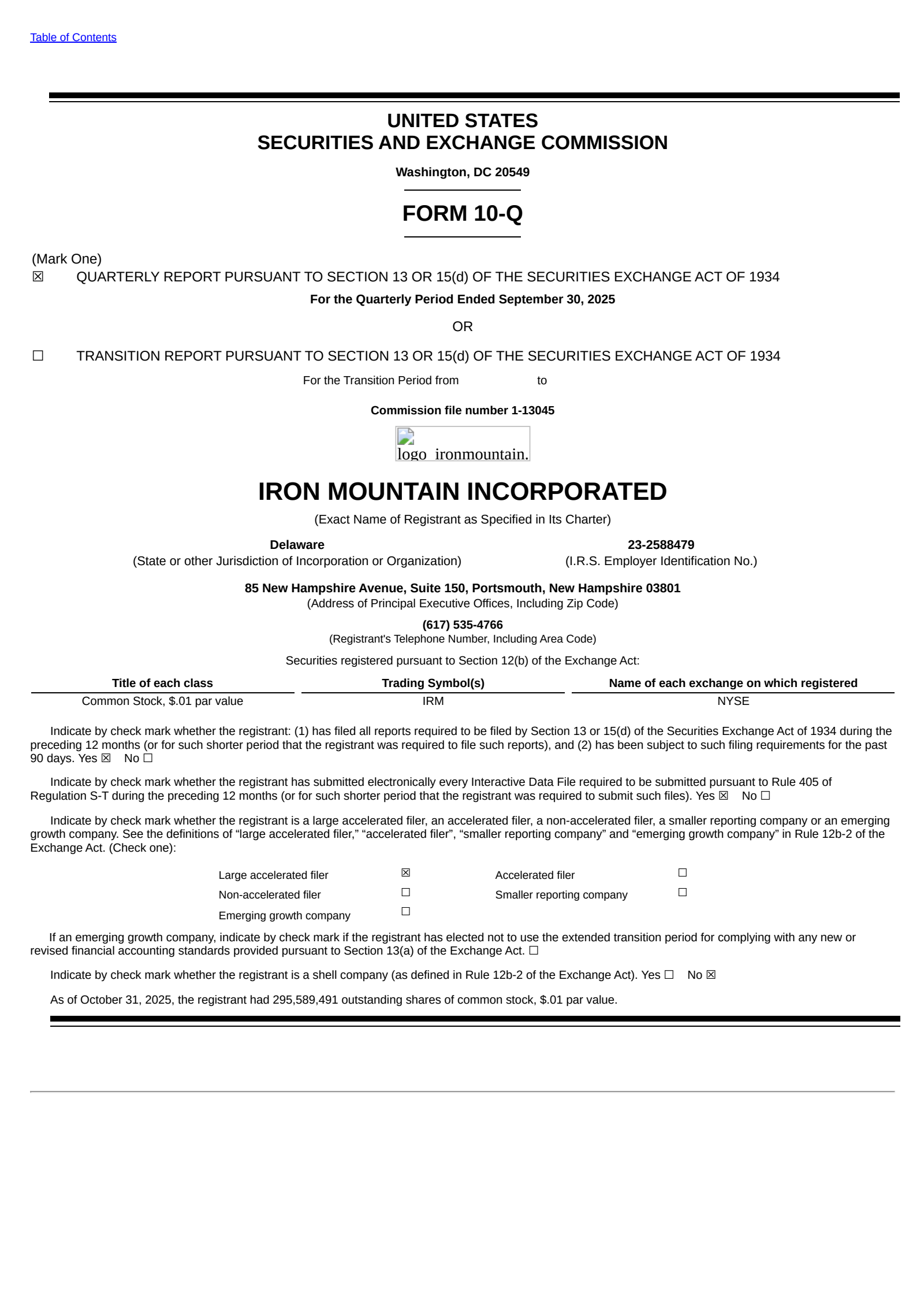 Iron Mountain's Q3 2025 Quarterly Report