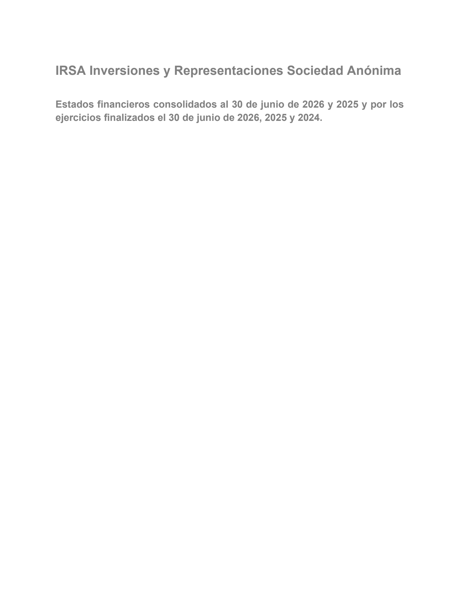 IRSA Inversiones Y Representaciones' Q4 2026 Interim report