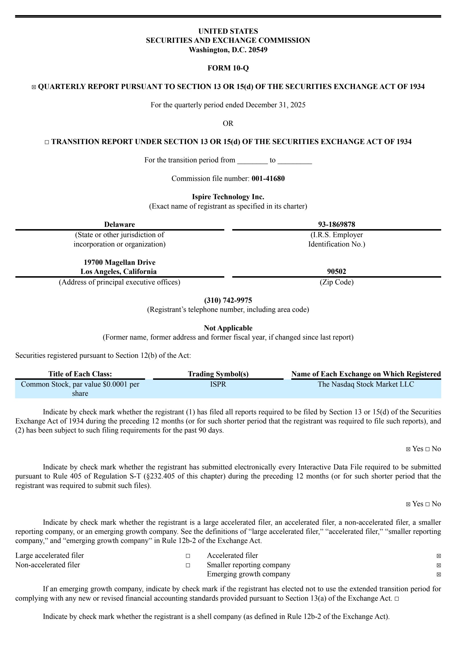 Ispire Technology's Q2 2026 Quarterly report