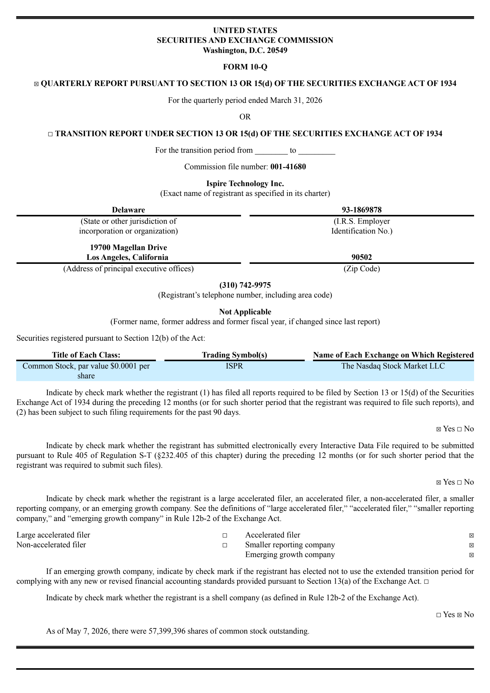 Ispire Technology's Q3 2026 Quarterly report