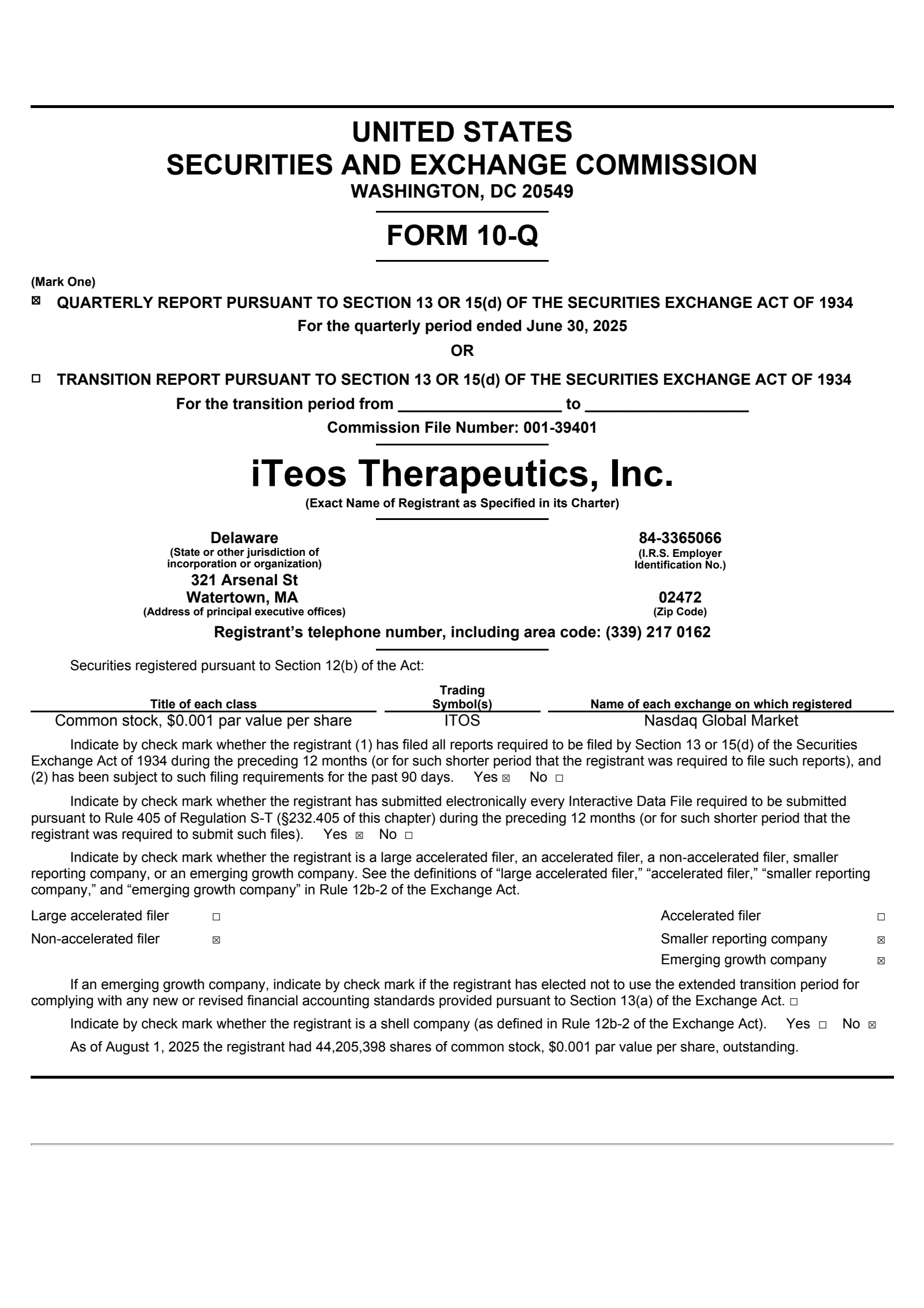 iTeos Therapeutics' Q2 2025 Quarterly report