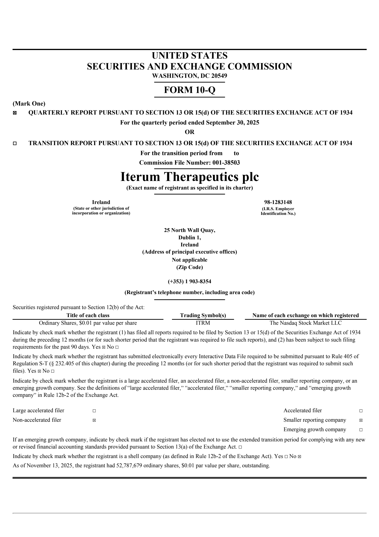 Iterum Therapeutics' Q3 2025 Quarterly Report
