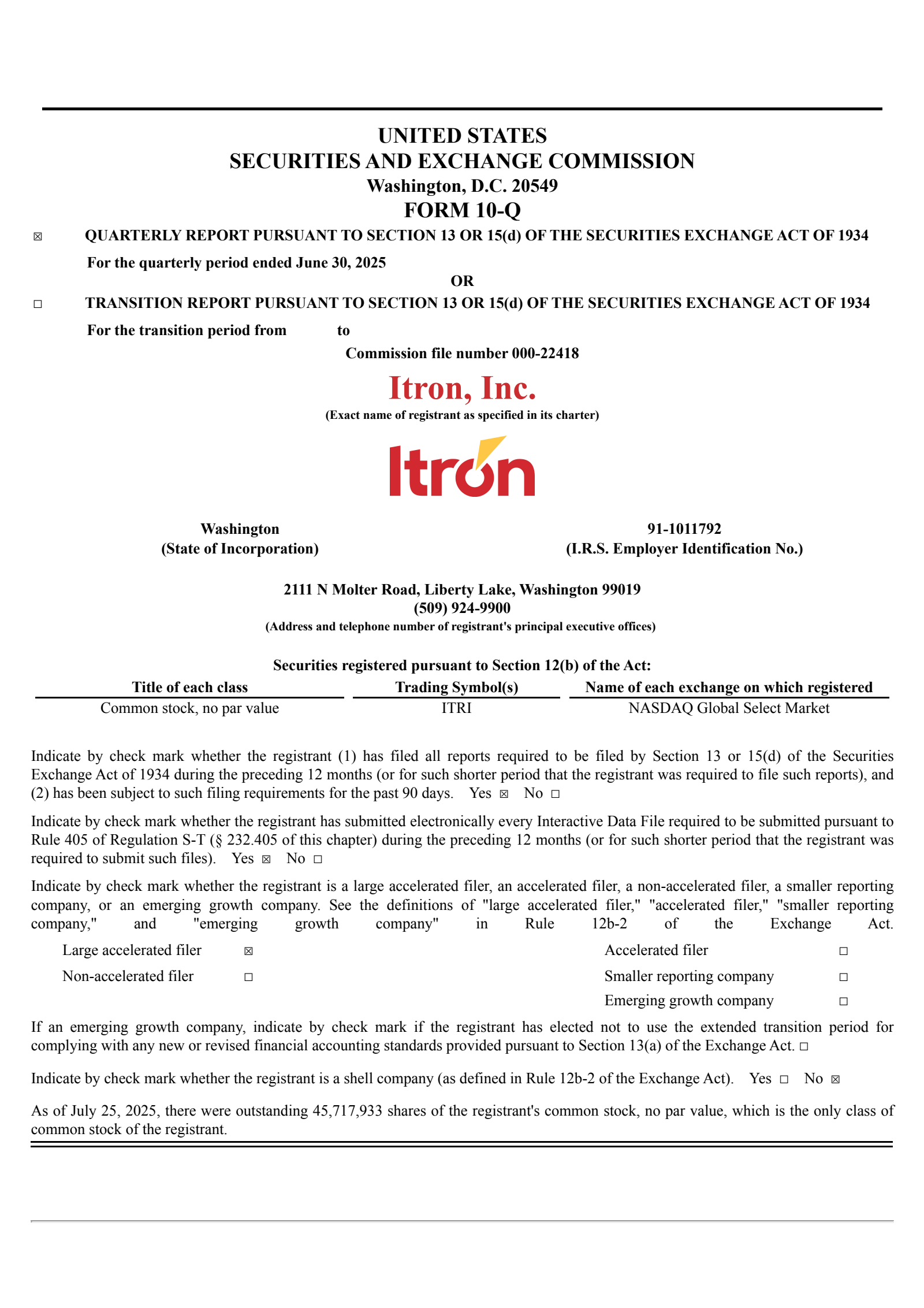 Itron's Q2 2025 Quarterly report