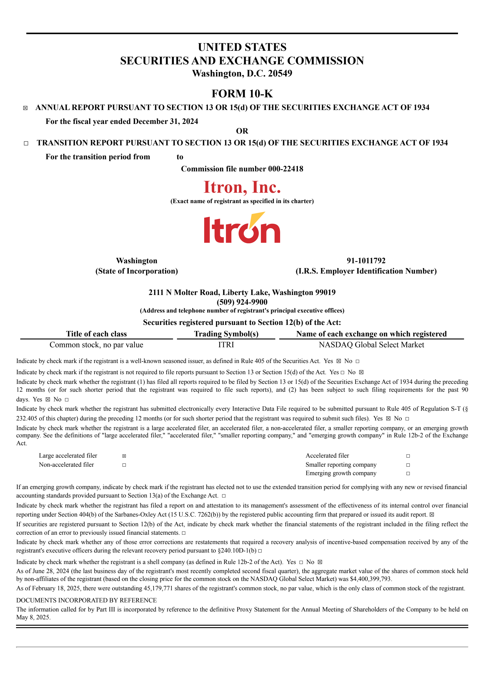 Itron's Q4 2024 Annual report