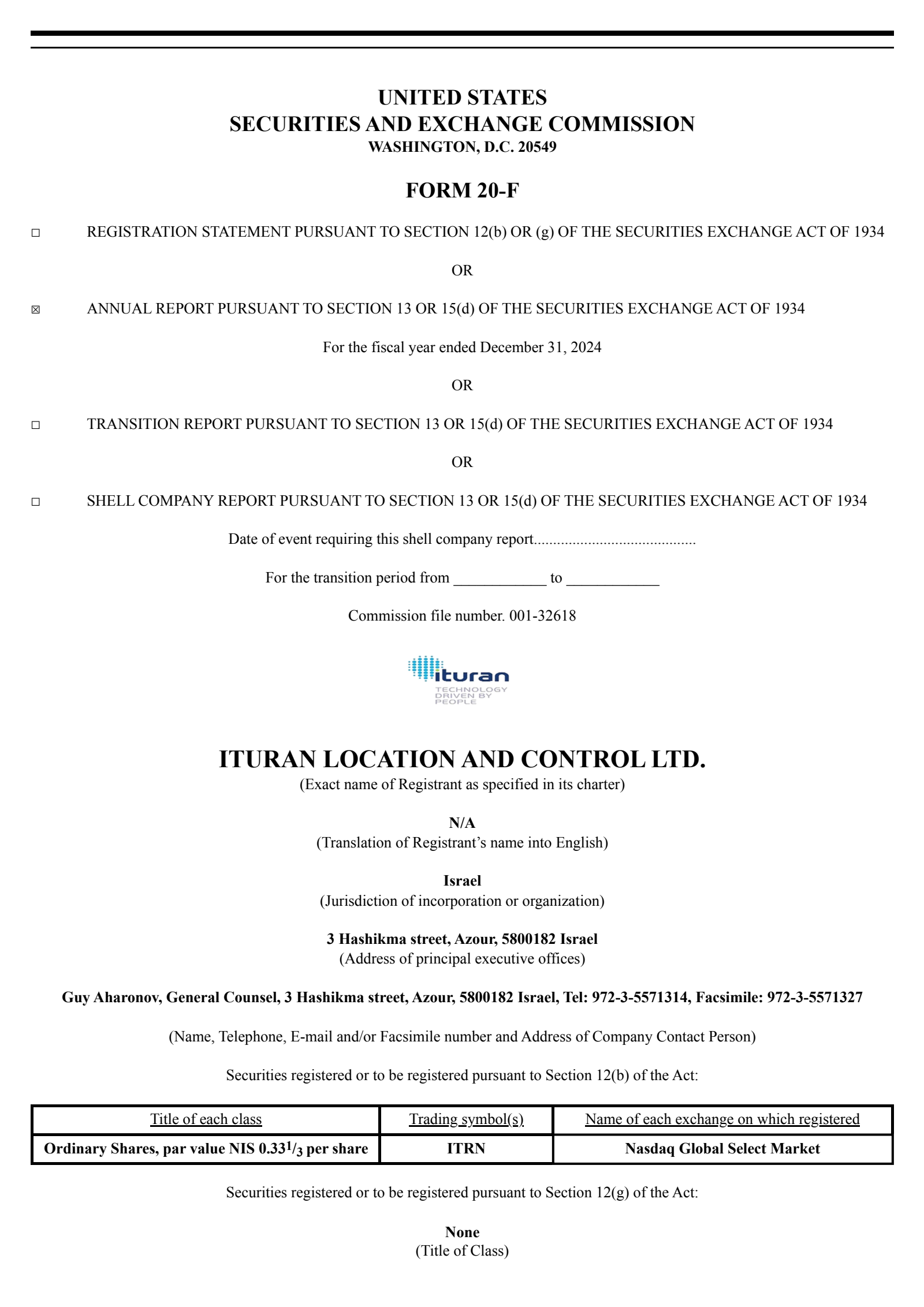 Ituran Location and Control's Q4 2024 Annual report