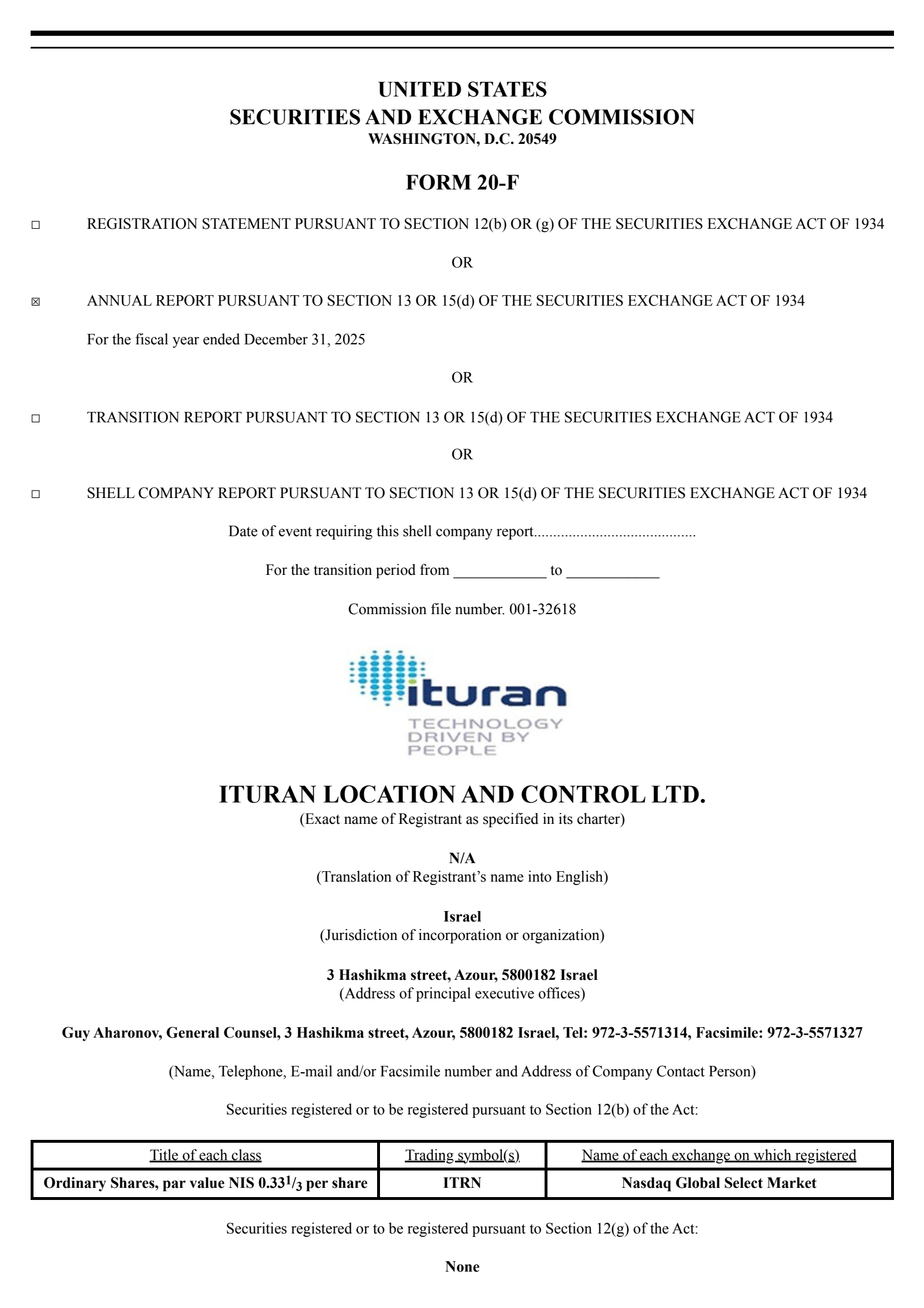 Ituran Location and Control's Q4 2025 Annual report
