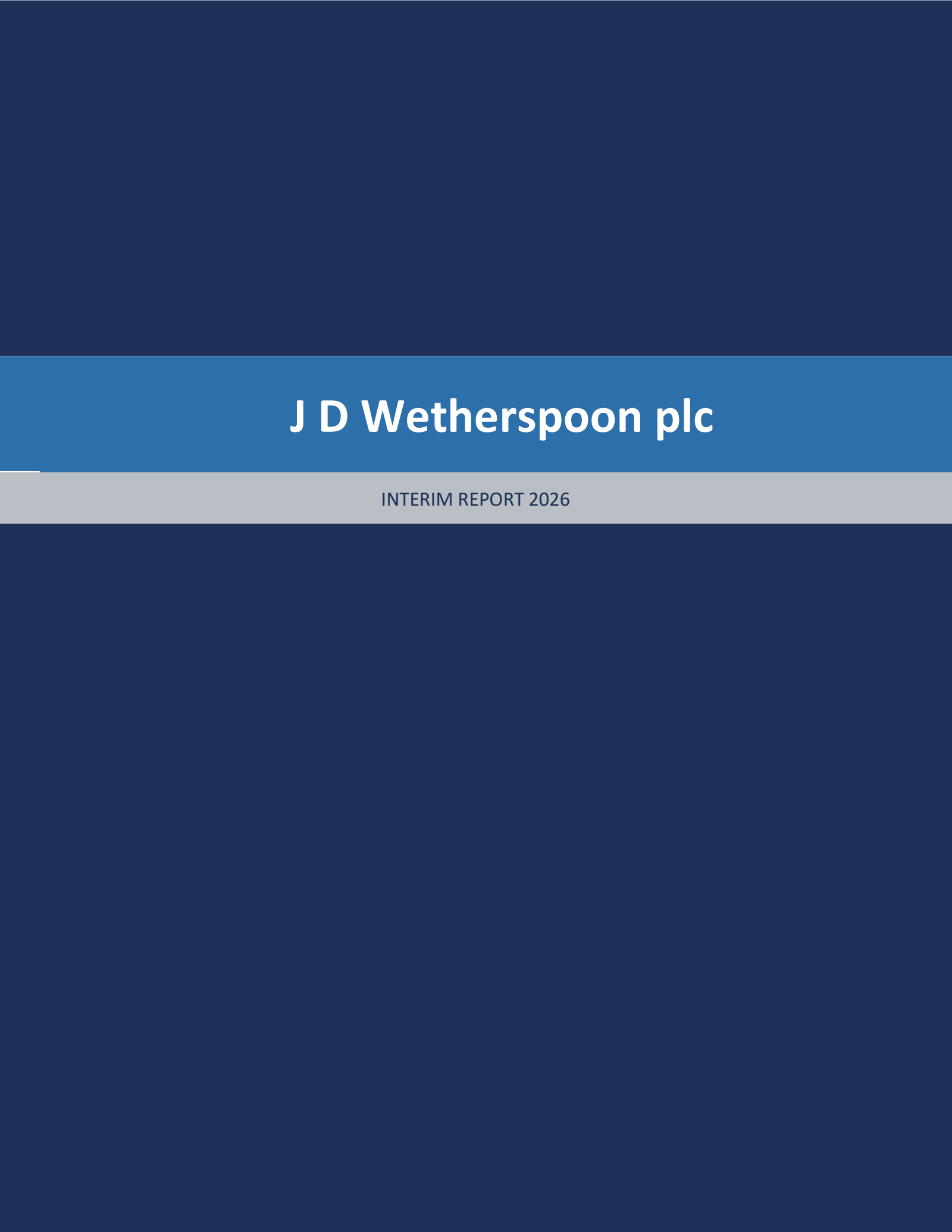 J D Wetherspoon's H1 2026 Interim report