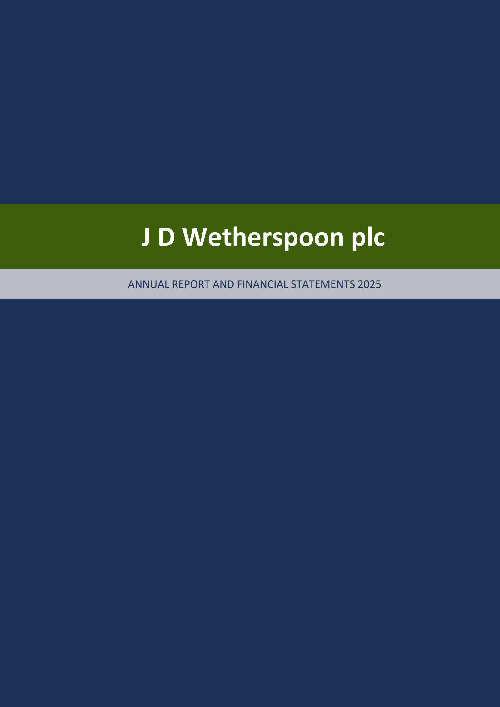 J D Wetherspoon's H2 2025 Annual Report
