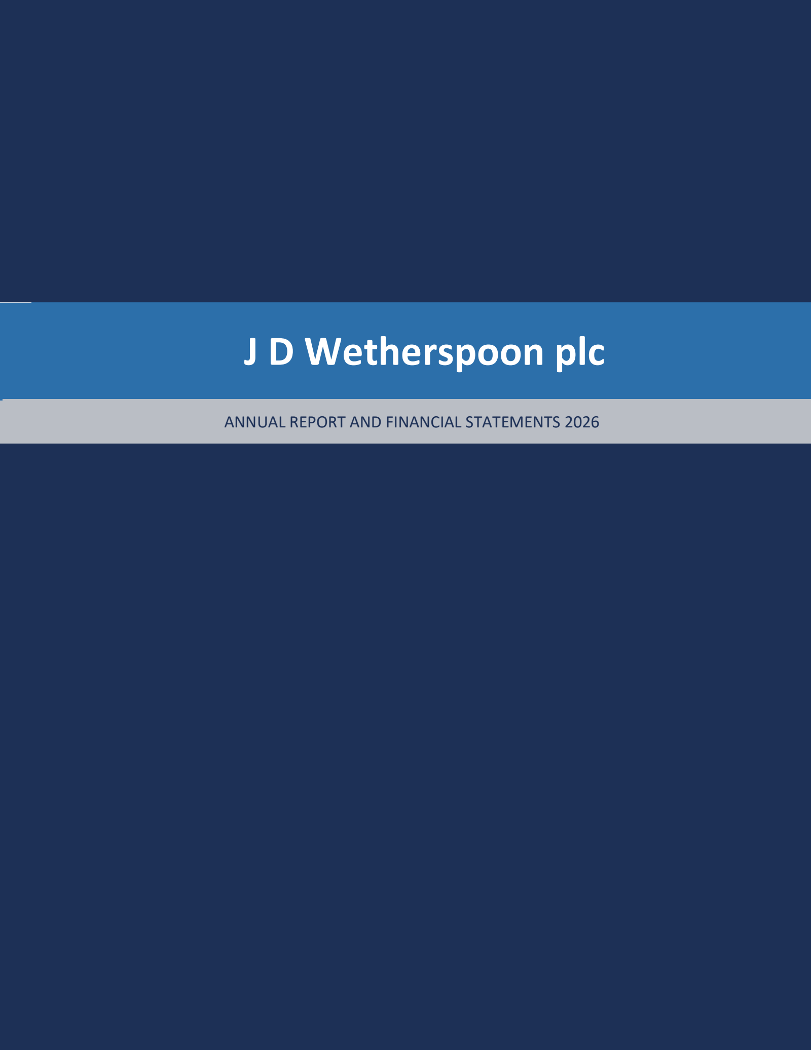 J D Wetherspoon's H2 2026 Annual report