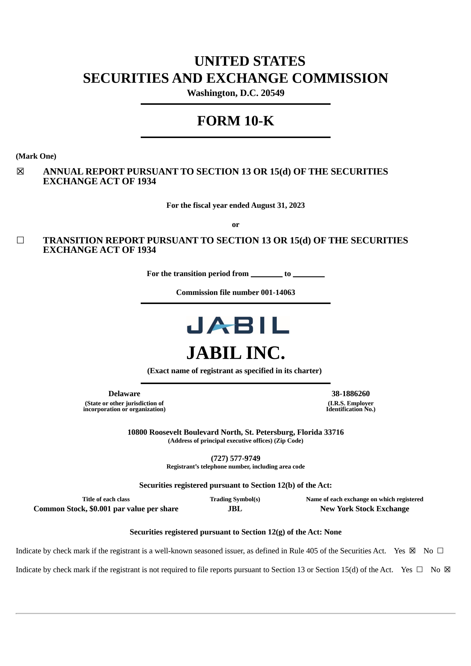 Jabil's Q4 2023 Annual report