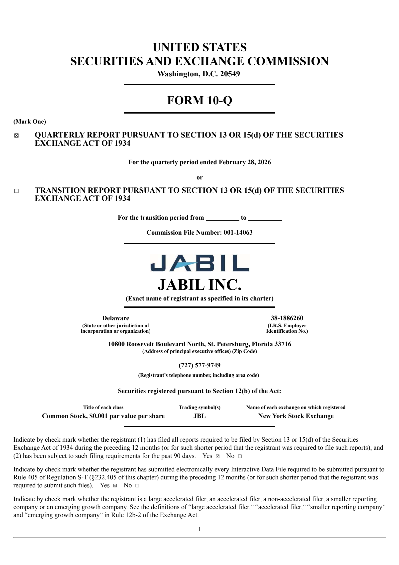 Jabil's Q2 2026 Quarterly report