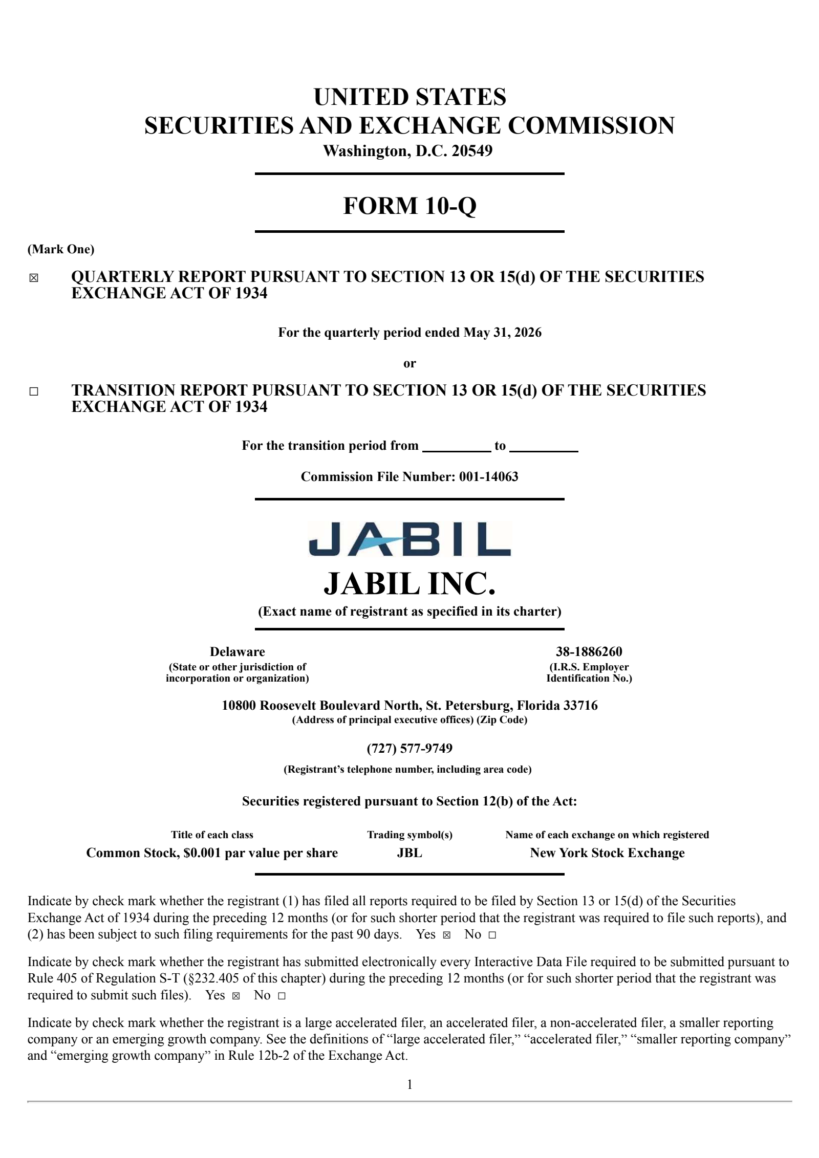 Jabil's Q3 2026 Quarterly report