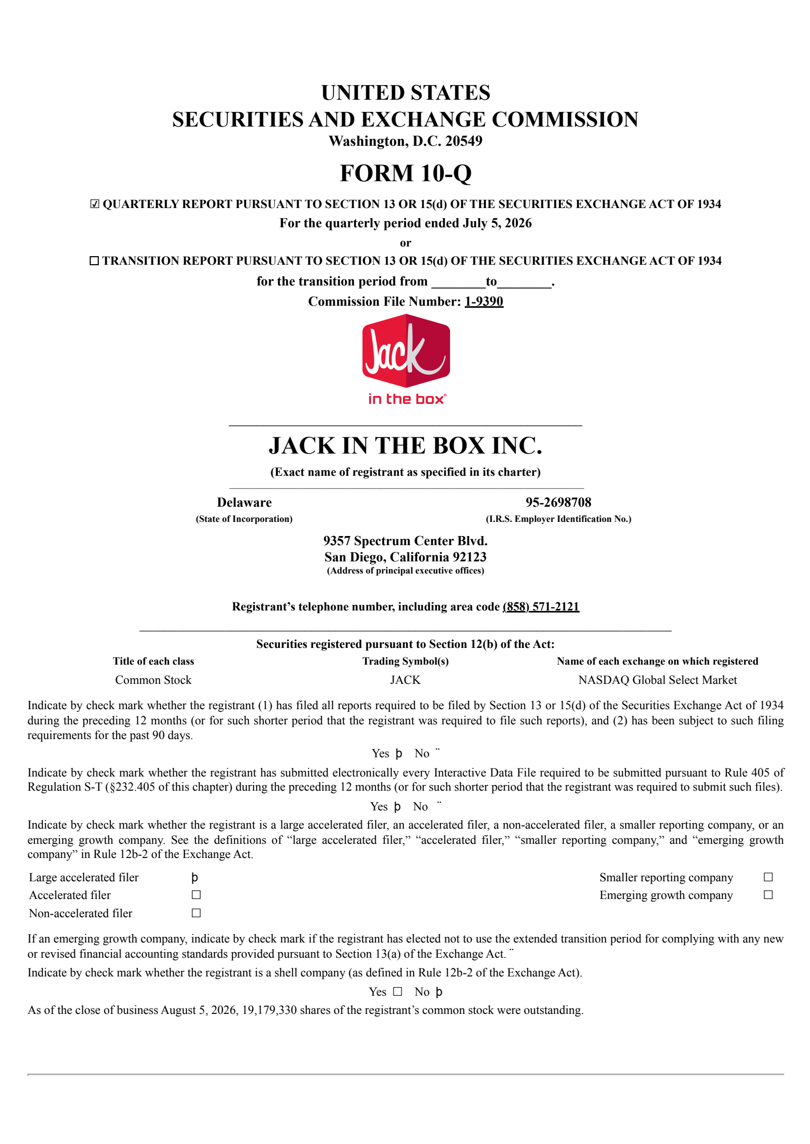 Jack In The Box's Q3 2026 Quarterly report