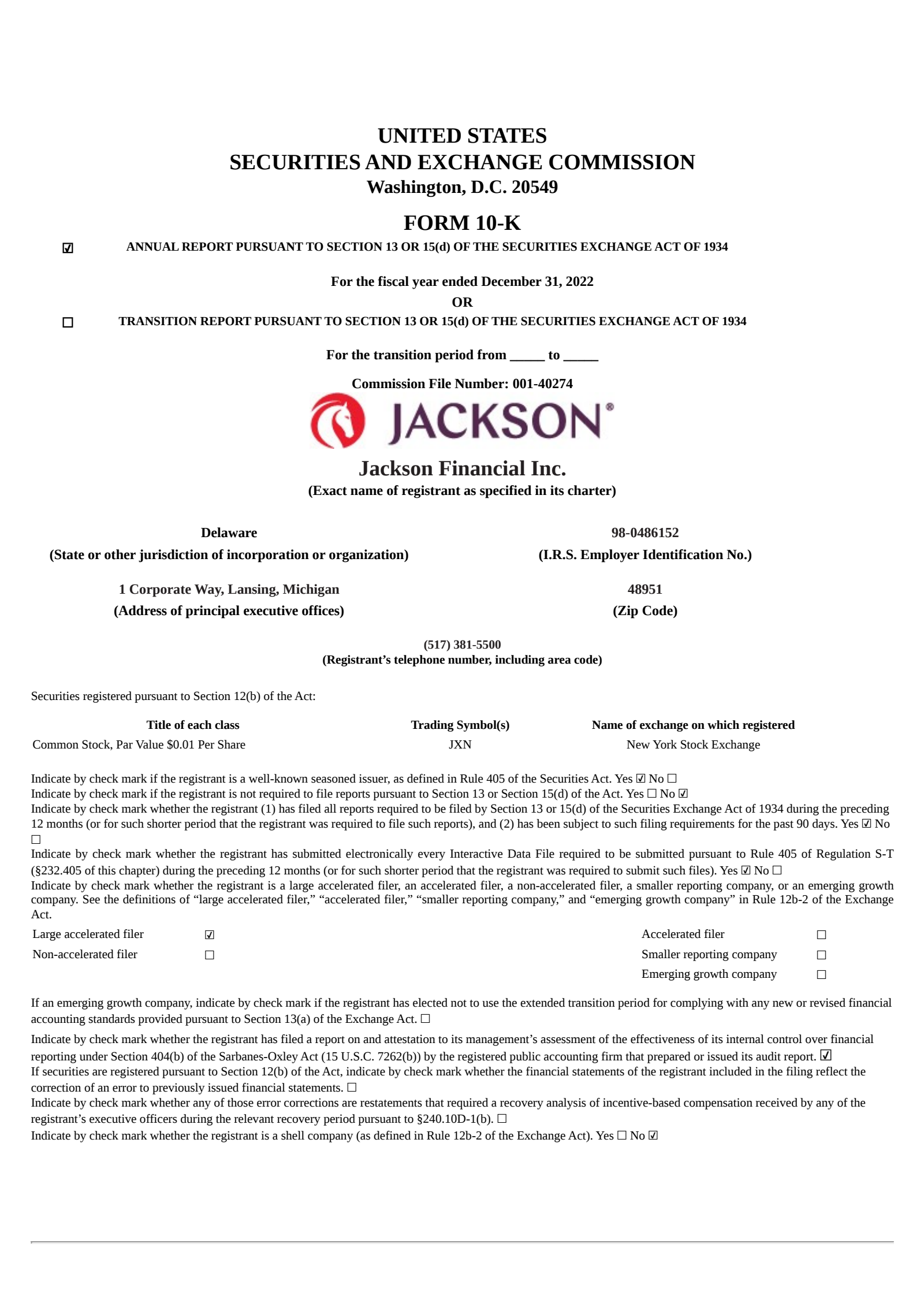 Jackson Financial's Q4 2022 Annual report