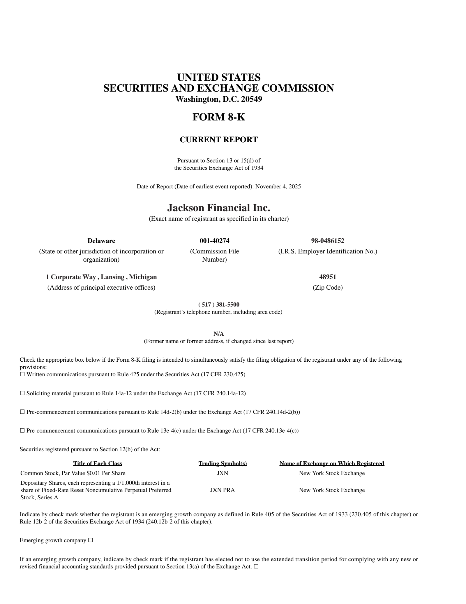 Jackson Financial's Q3 2025 Earnings Release