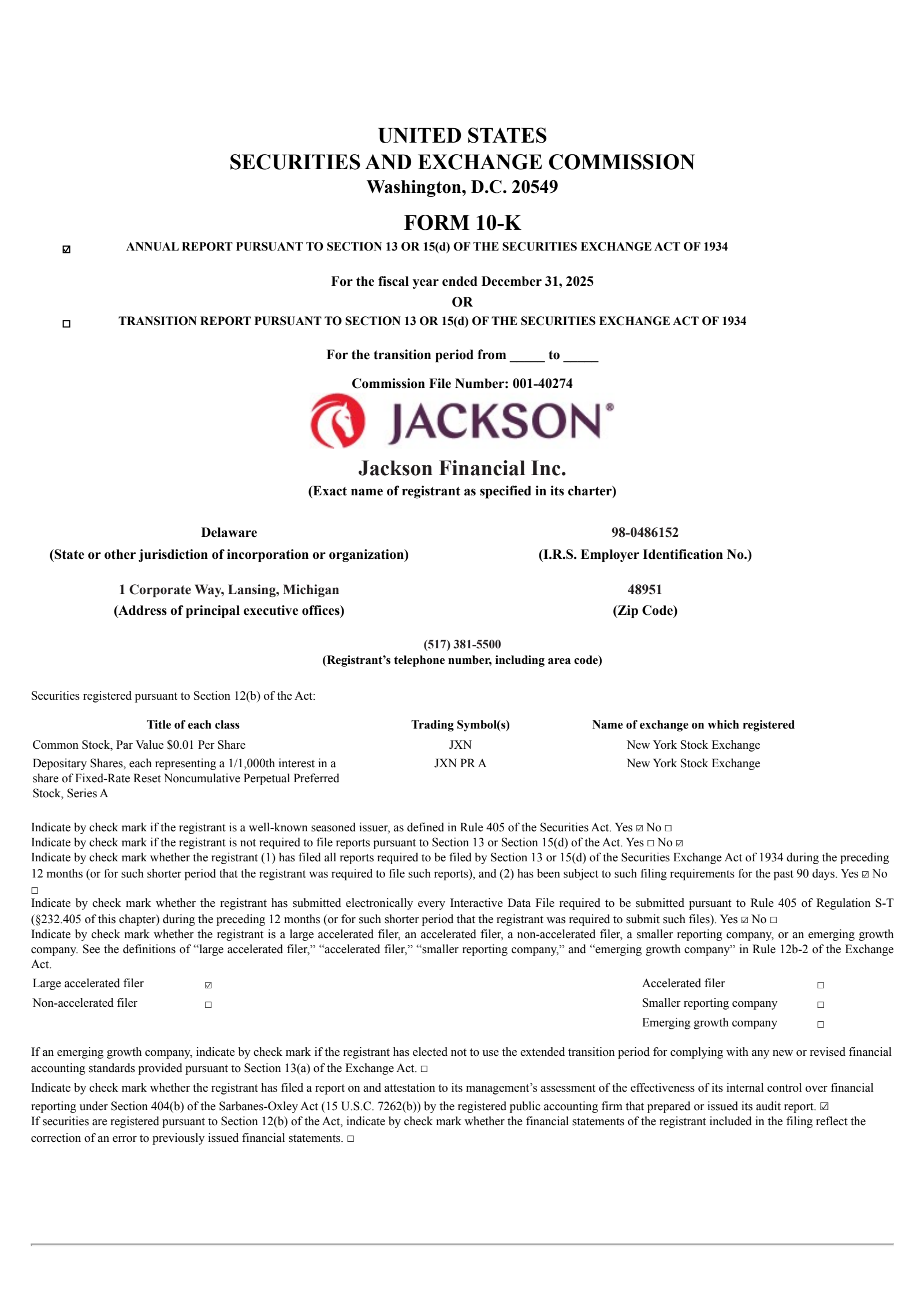 Jackson Financial's Q4 2025 Annual report
