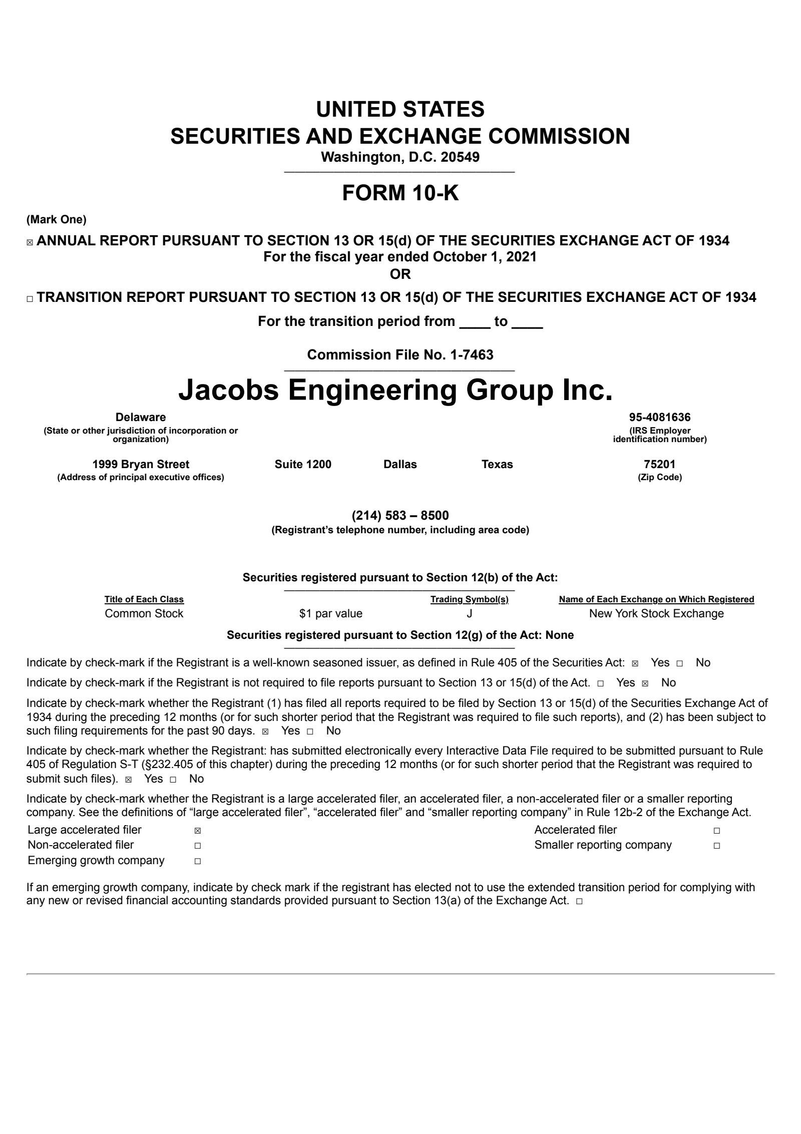Jacobs Solutions' Q4 2021 Annual report