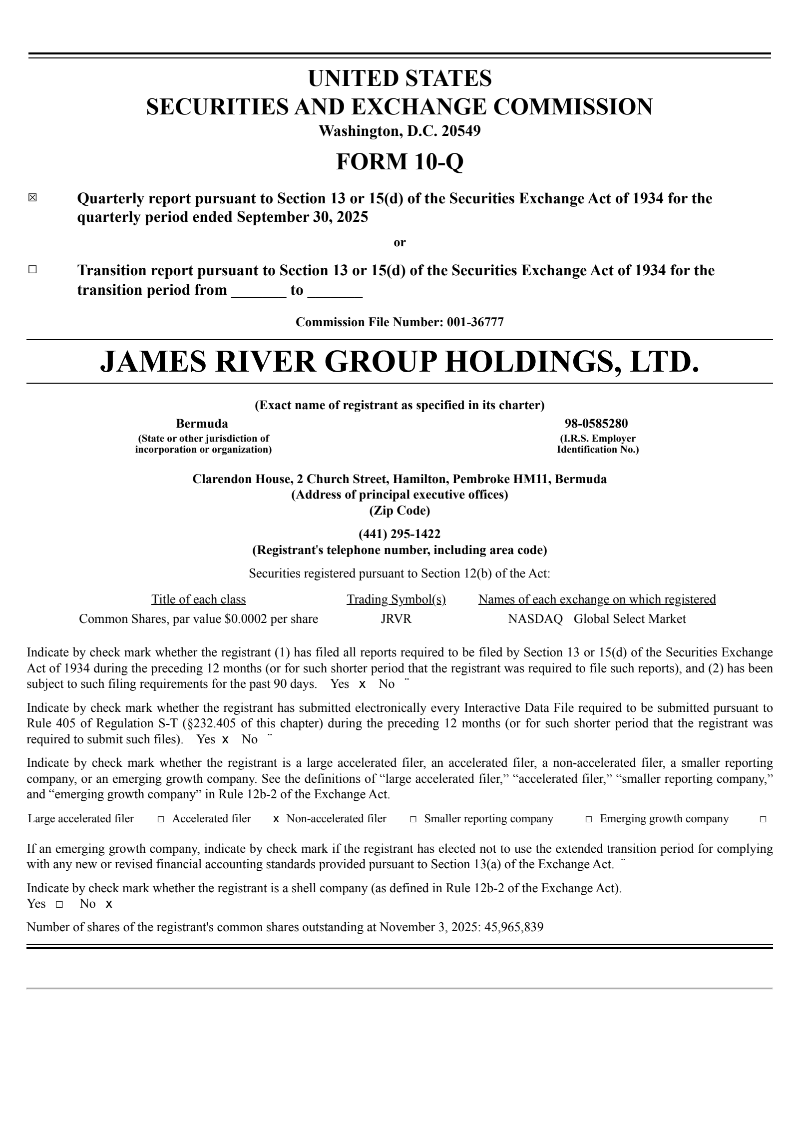 James River Group's Q3 2025 Quarterly Report