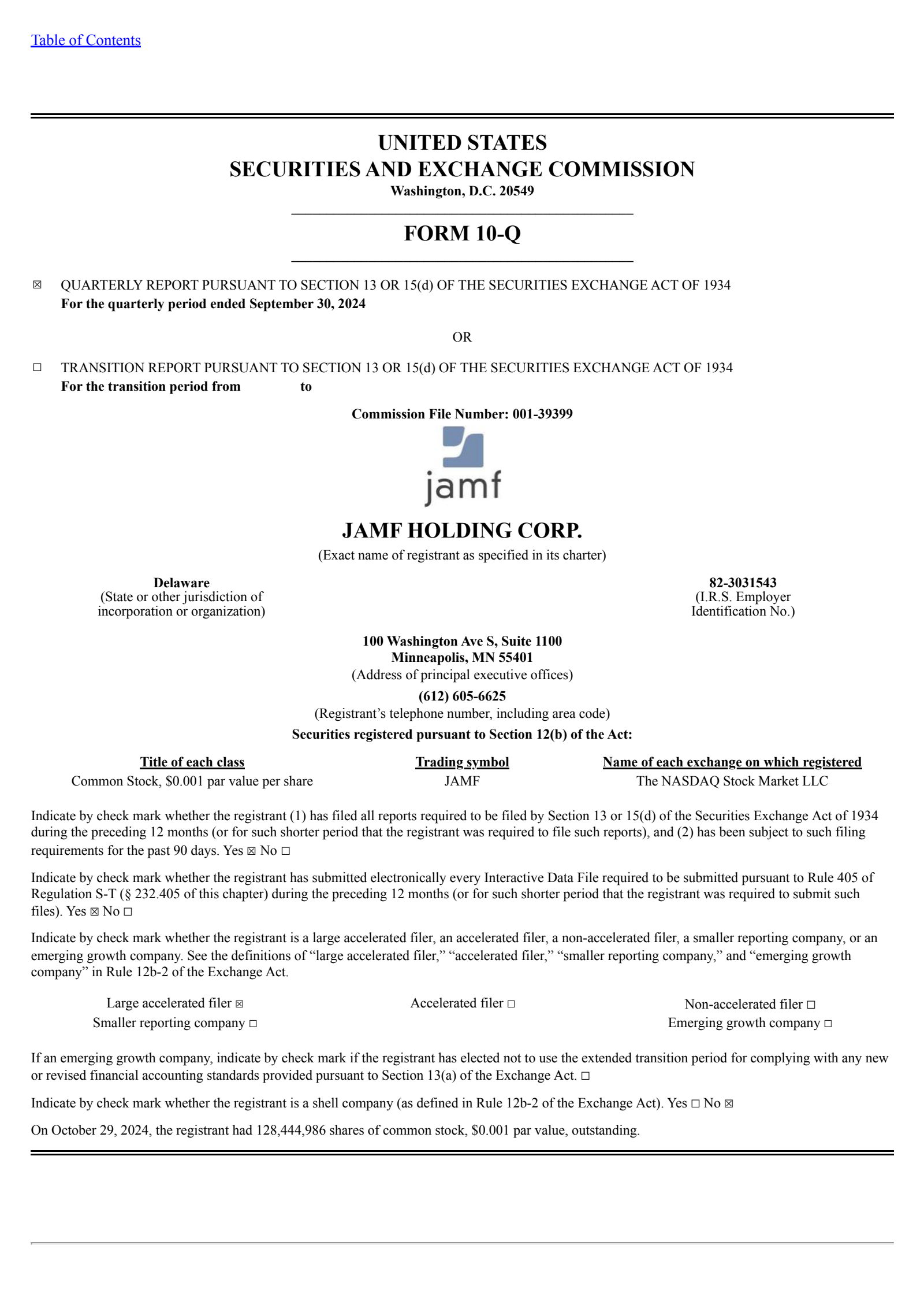 Jamf's Q3 2024 Quarterly report