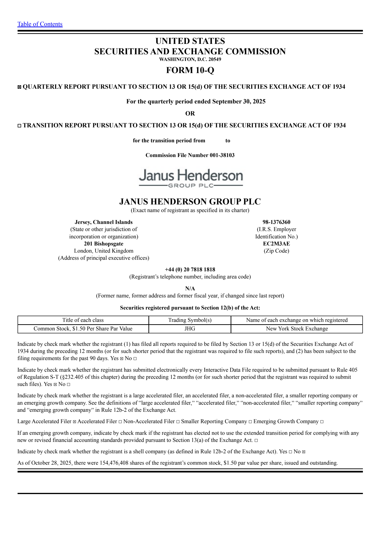 Janus Henderson Group's Q3 2025 Quarterly Report