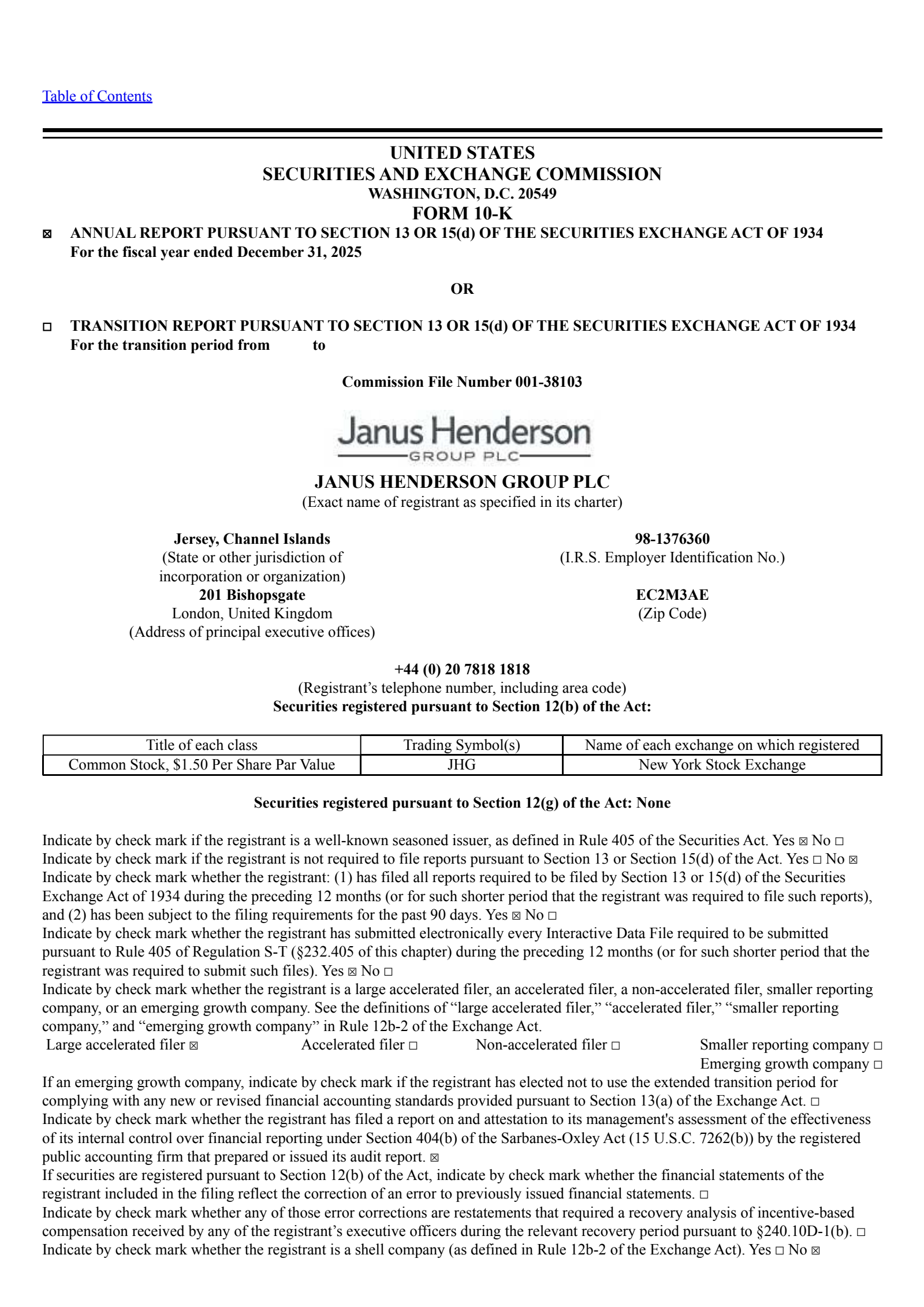 Janus Henderson Group's Q4 2025 Annual report