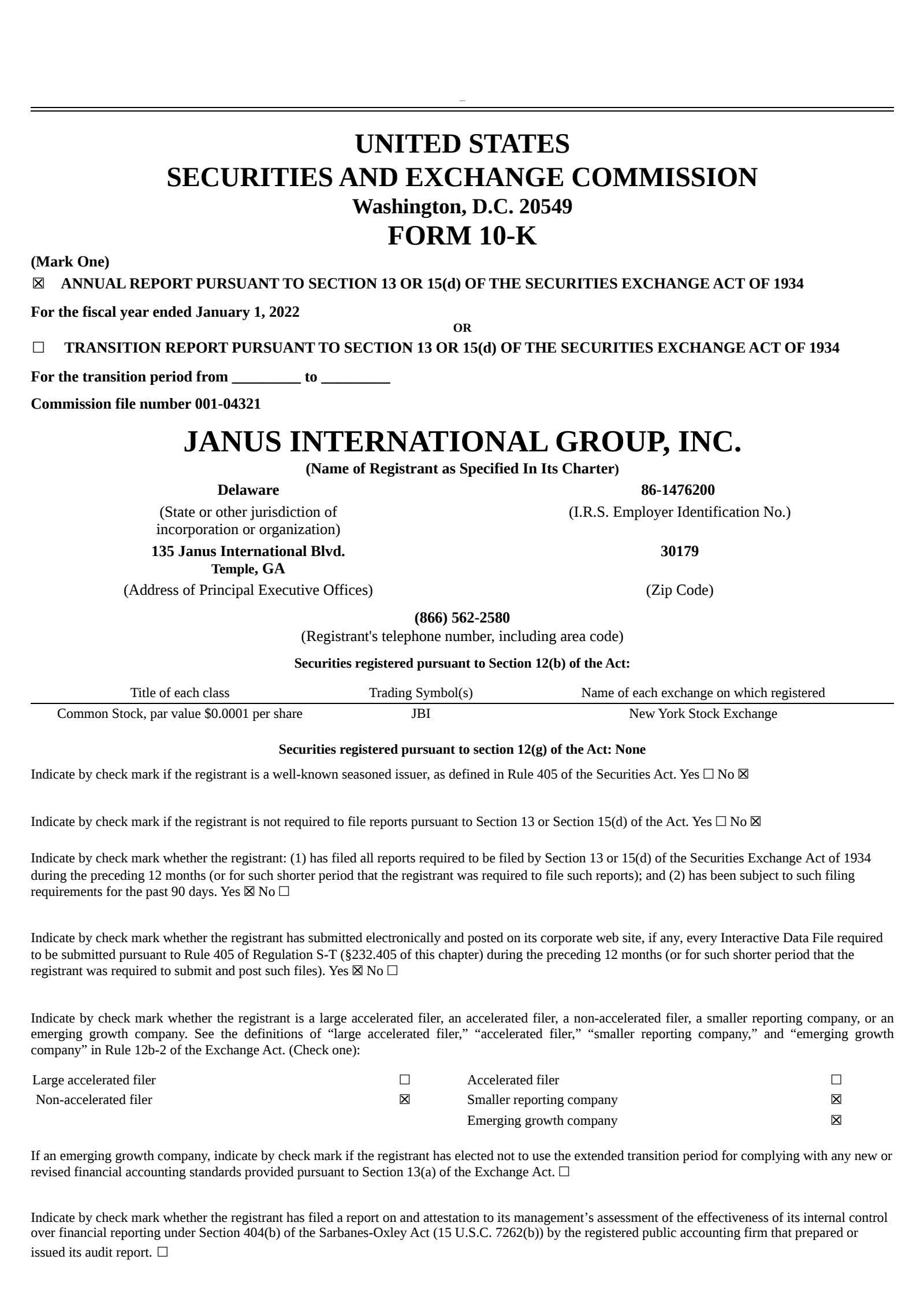 Janus International Group's Q4 2021 Annual report