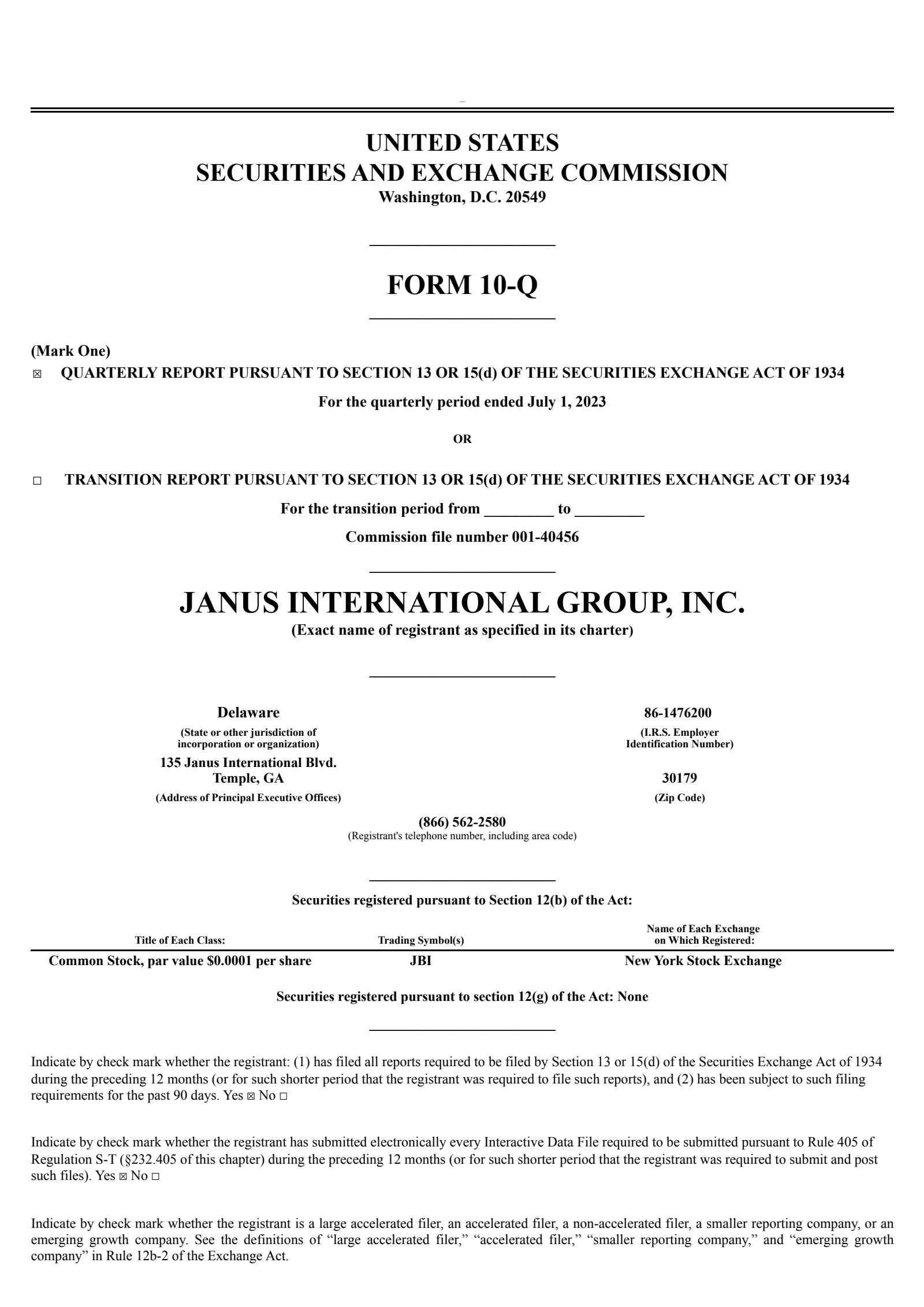 Janus International Group's Q2 2023 Quarterly report