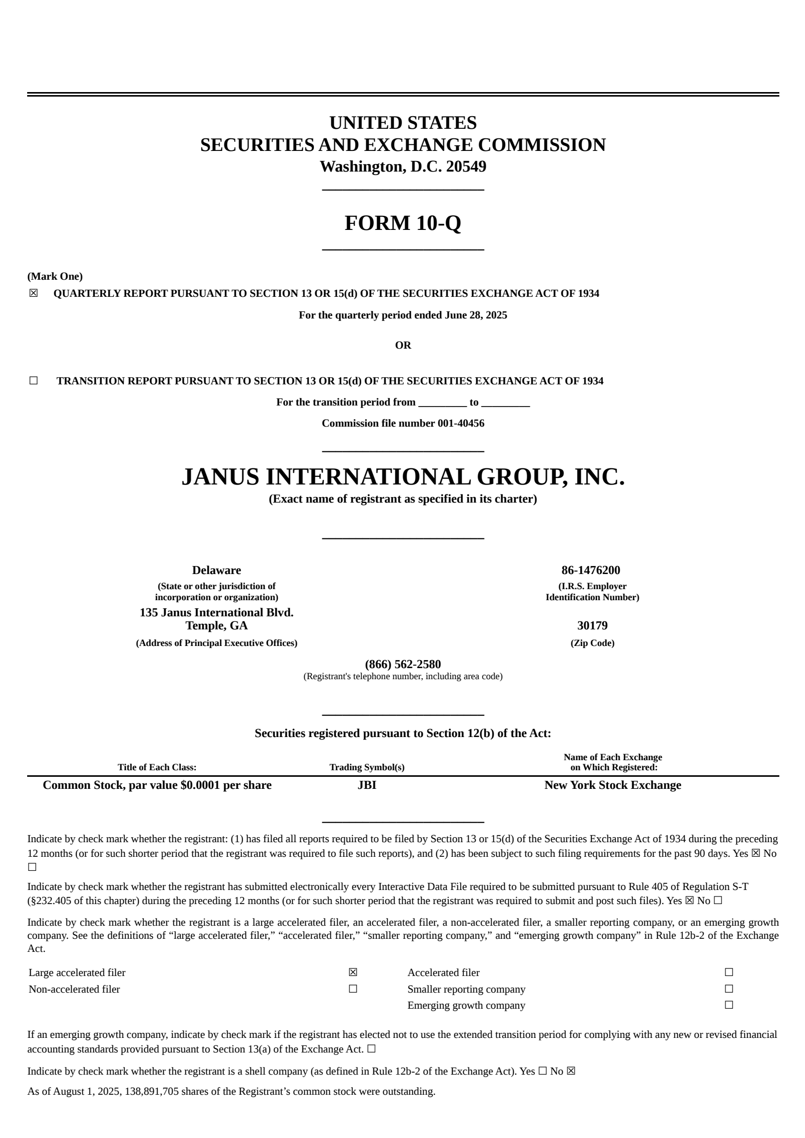 Janus International Group's Q2 2025 Quarterly report