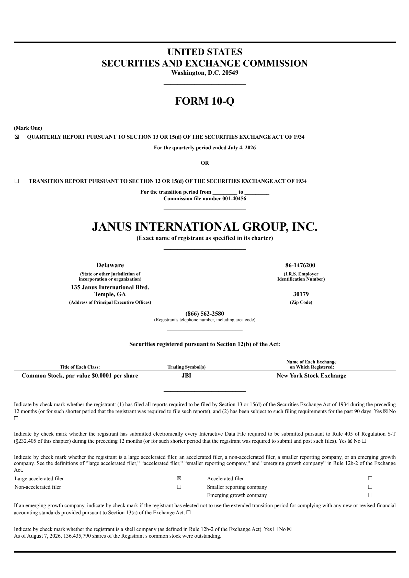 Janus International Group's Q2 2026 Quarterly report