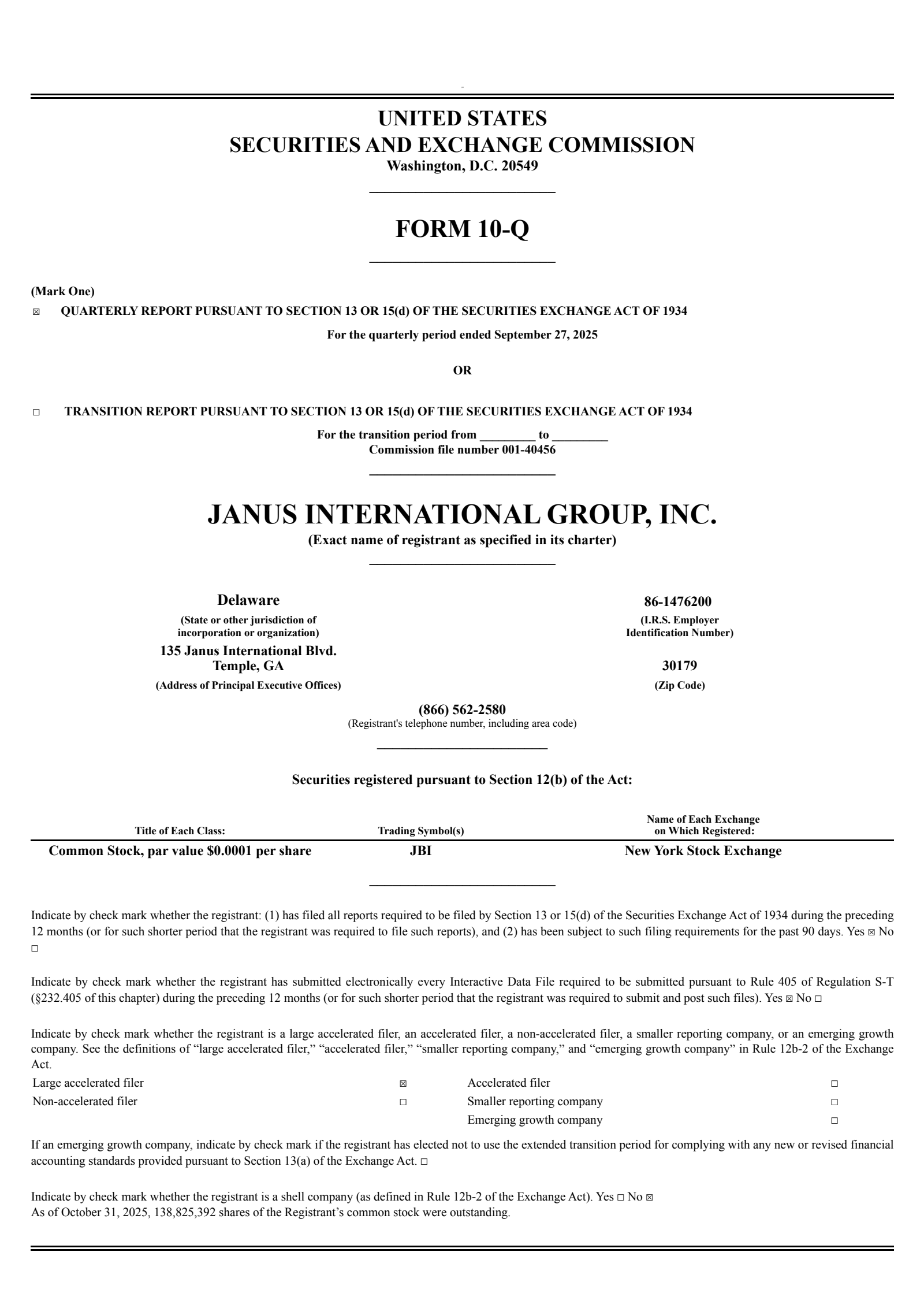 Janus International Group's Q3 2025 Quarterly Report